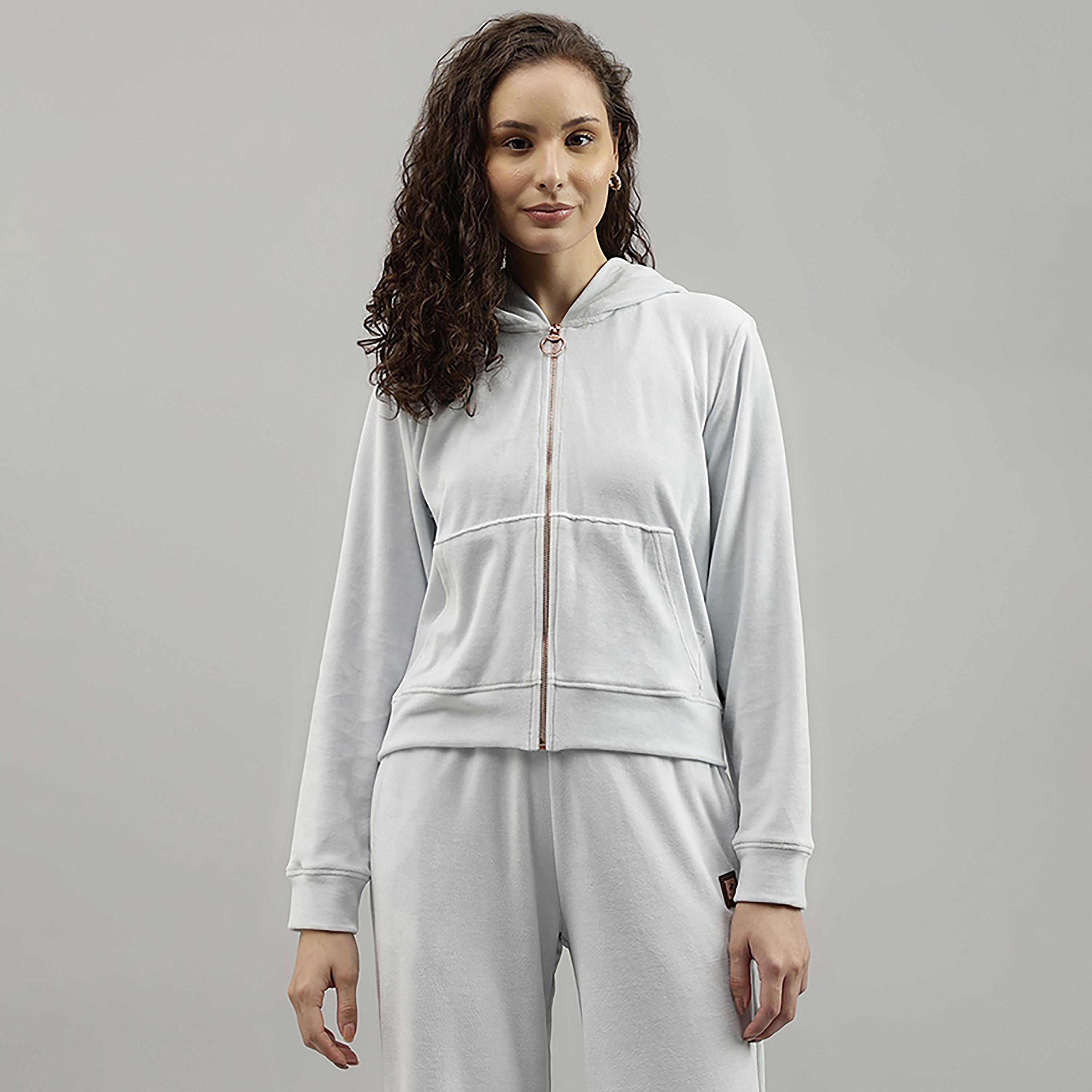 هودي بسحاب من بيفرلي هيلز بولو كلوب بأكمام طويلة مع هودي بغطاء للرأس سادة-women-clothing-hoodiesandsweatshirts-hoodies-image-1