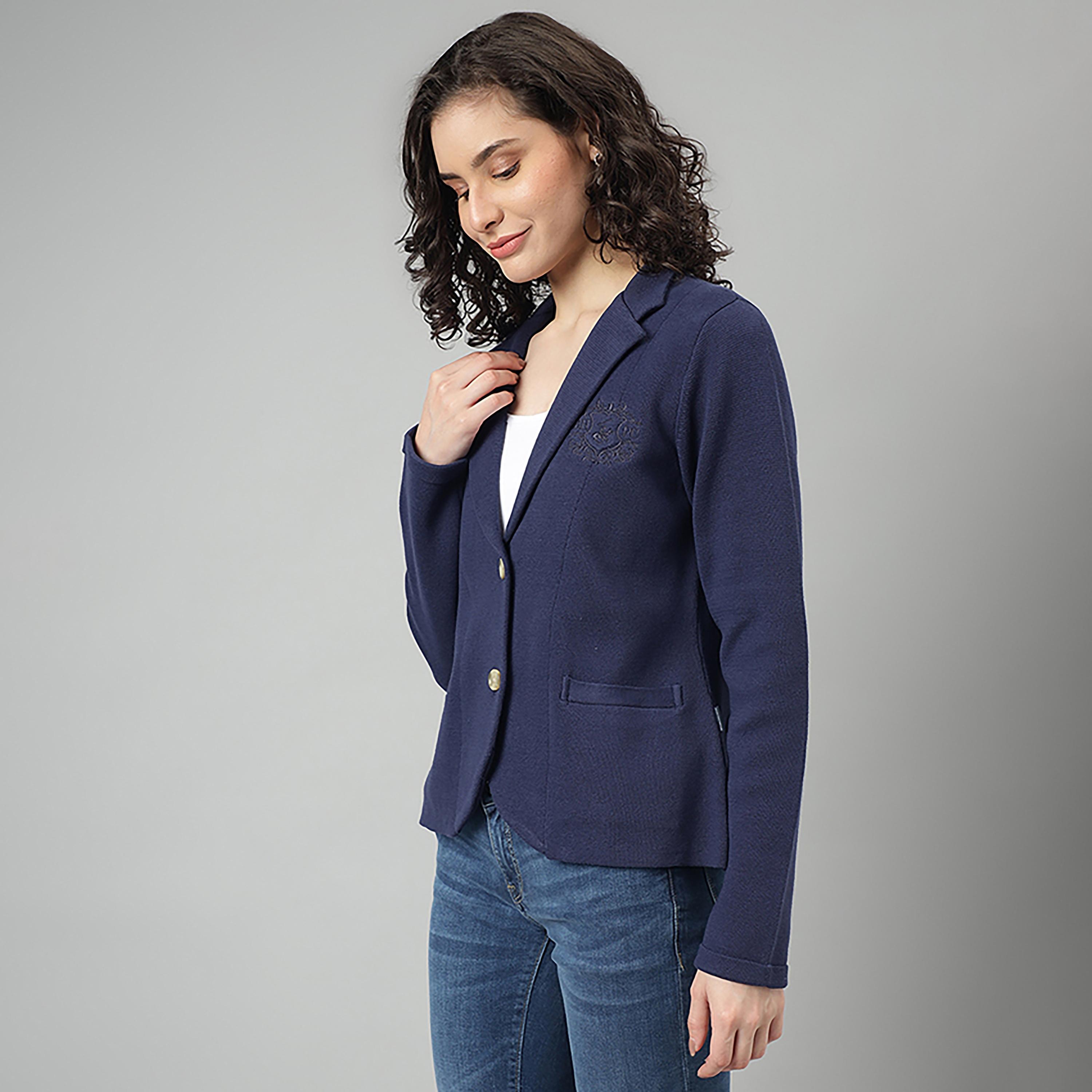 Beverly Hills Polo Club Plain Blazer with Button Closure-women-clothing-coatsandjackets-blazers-image-2