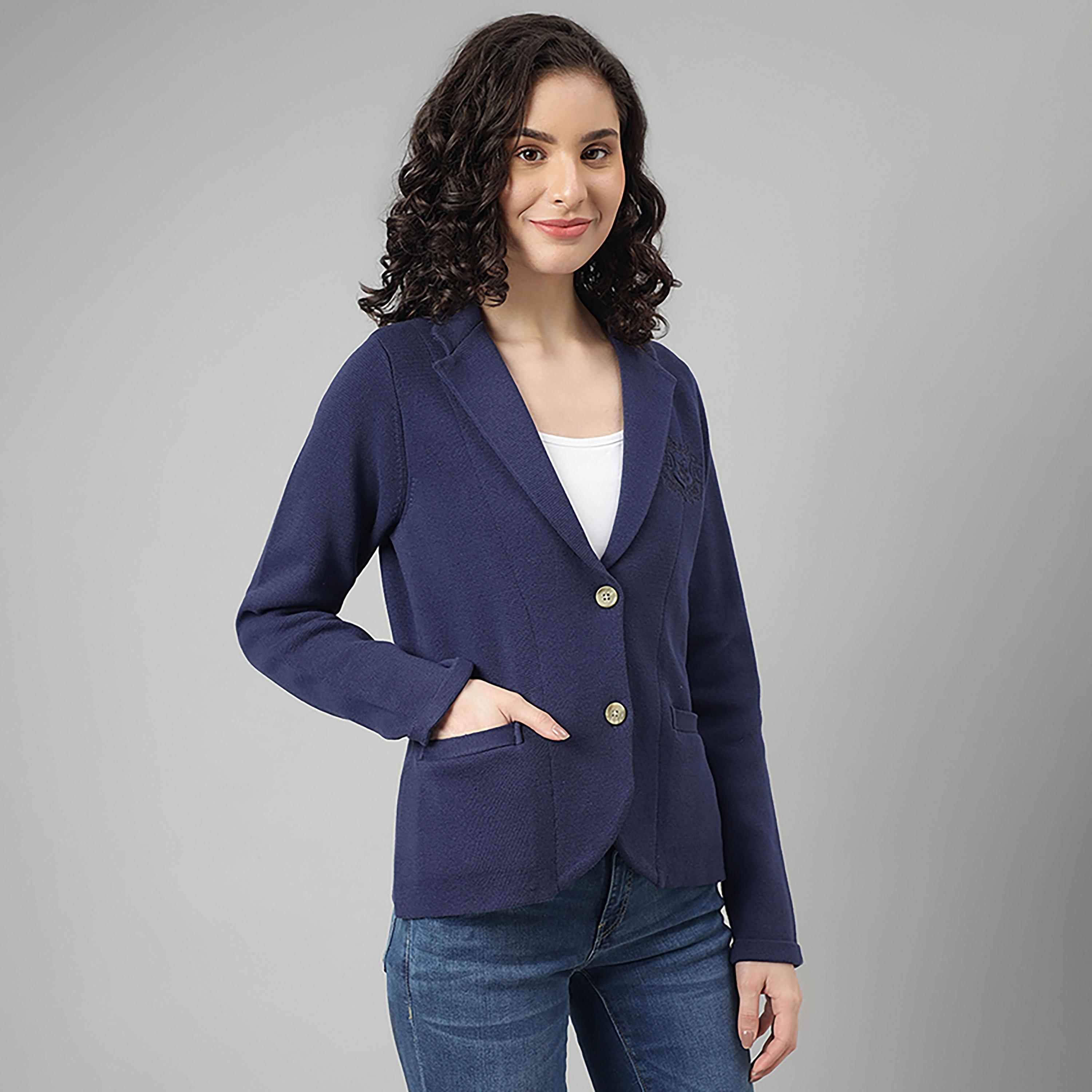 Beverly Hills Polo Club Plain Blazer with Button Closure-women-clothing-coatsandjackets-blazers-image-3