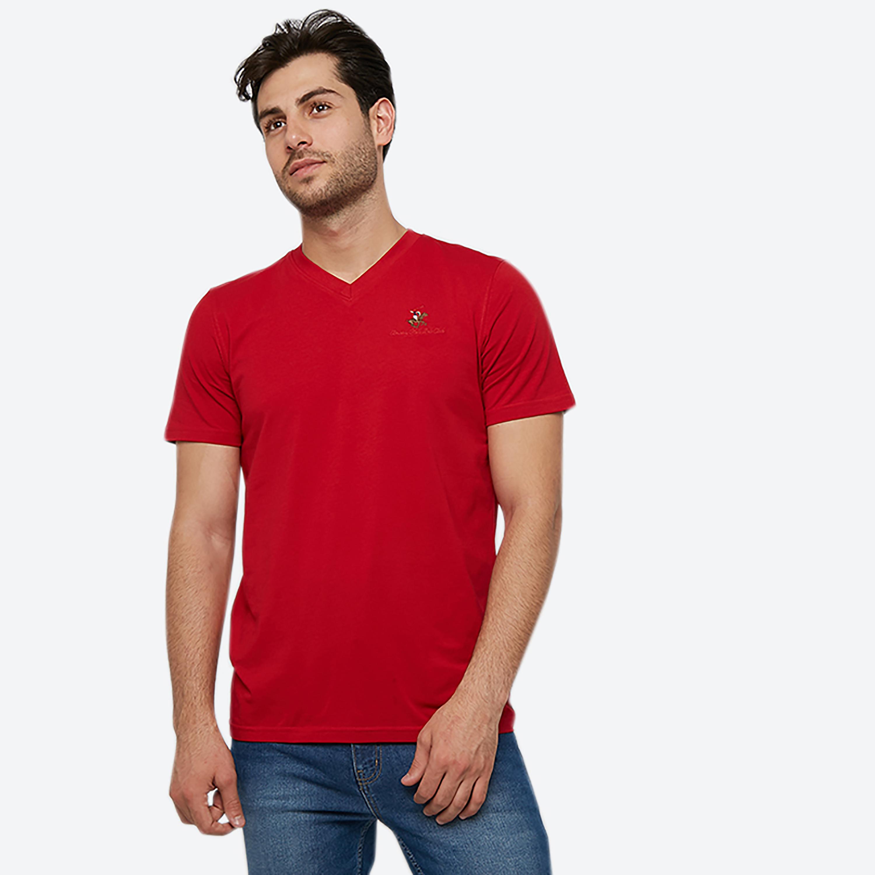 تي شرت سادة برقبة على شكل حرفv وأكمام قصيرة من بيفرلي هيلز بولو كلوب-men-clothing-tshirtsandpolos-tshirts-image-1