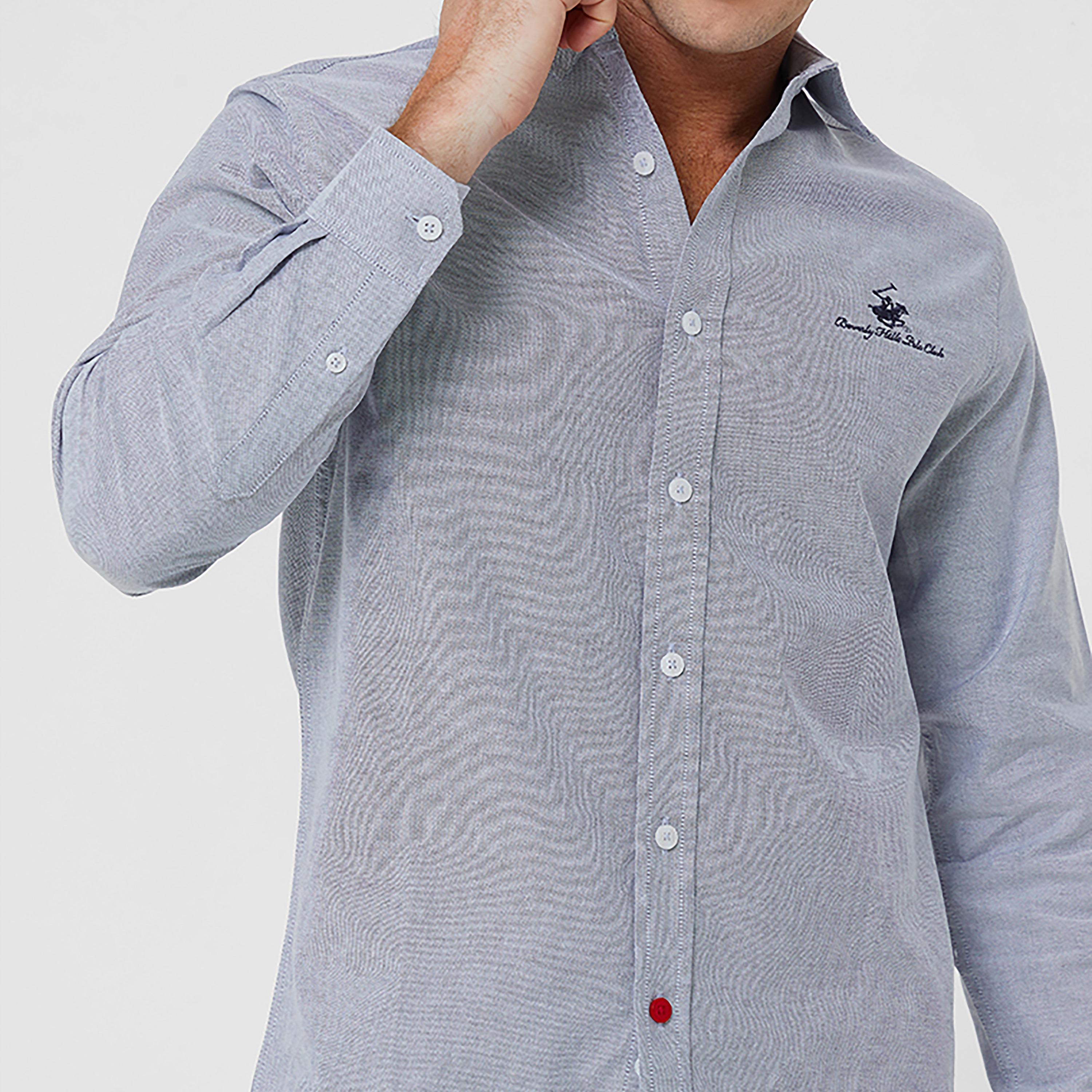 تي شيرت كاجوال بولو بياقة سادة وأكمام طويلة من بيفرلي هيلز بولو كلوب-men-clothing-shirts-image-2