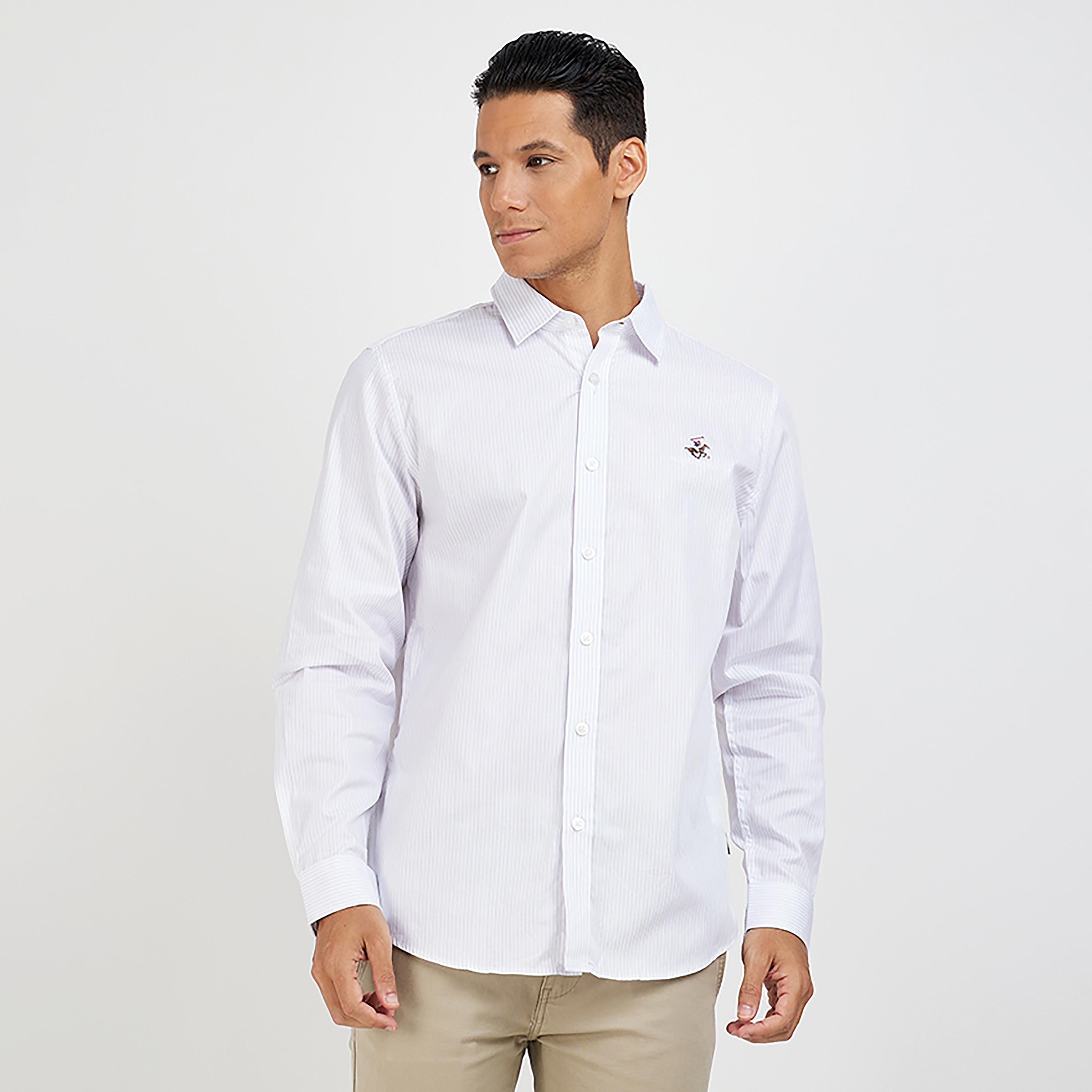 قميص من بيفرلي هيلز بولو كلوب بأكمام طويلة وياقة بمخطط-men-clothing-shirts-image-1