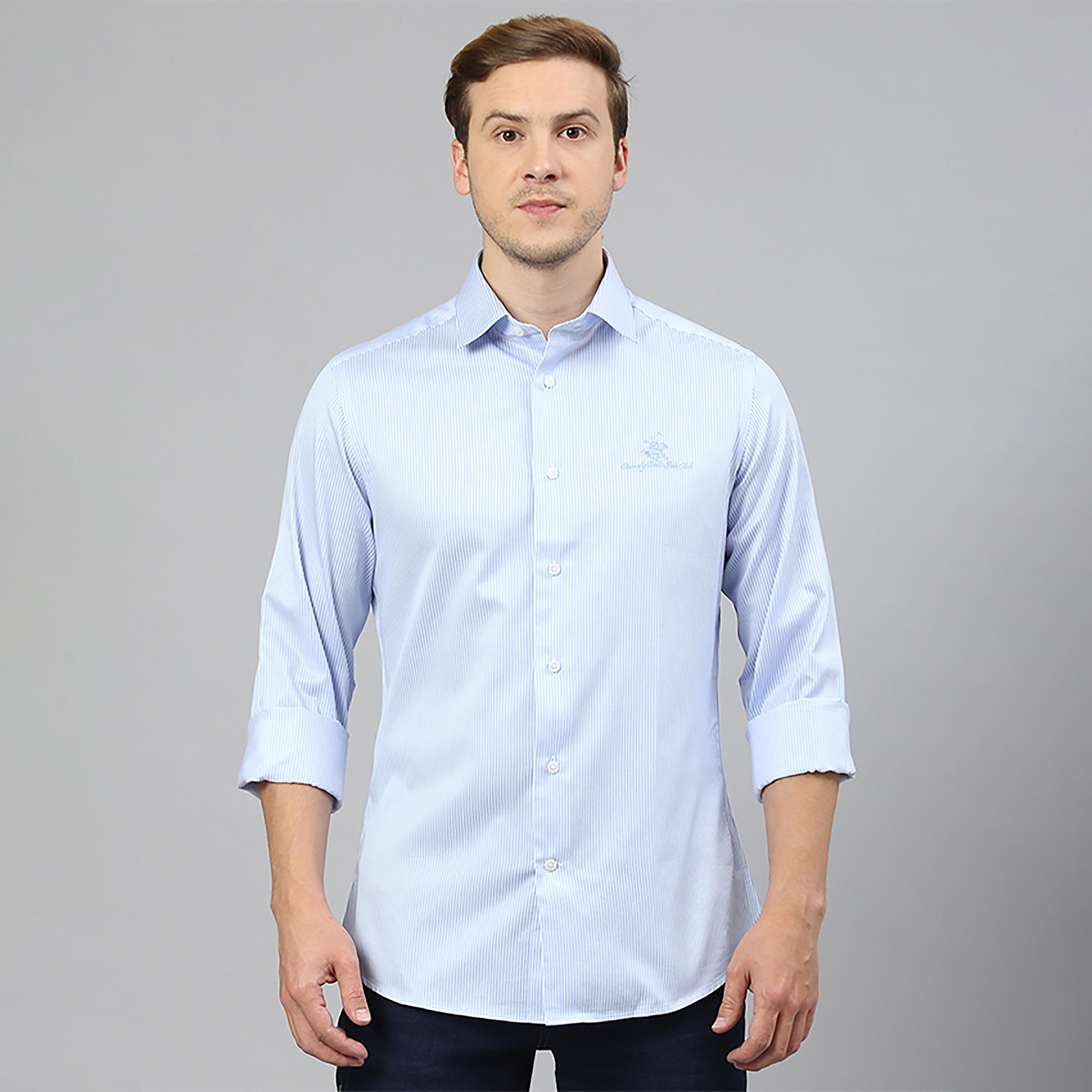 تي شيرت كاجوال بولو بياقة مخططة وأكمام طويلة من بيفرلي هيلز بولو كلوب-men-clothing-shirts-image-1