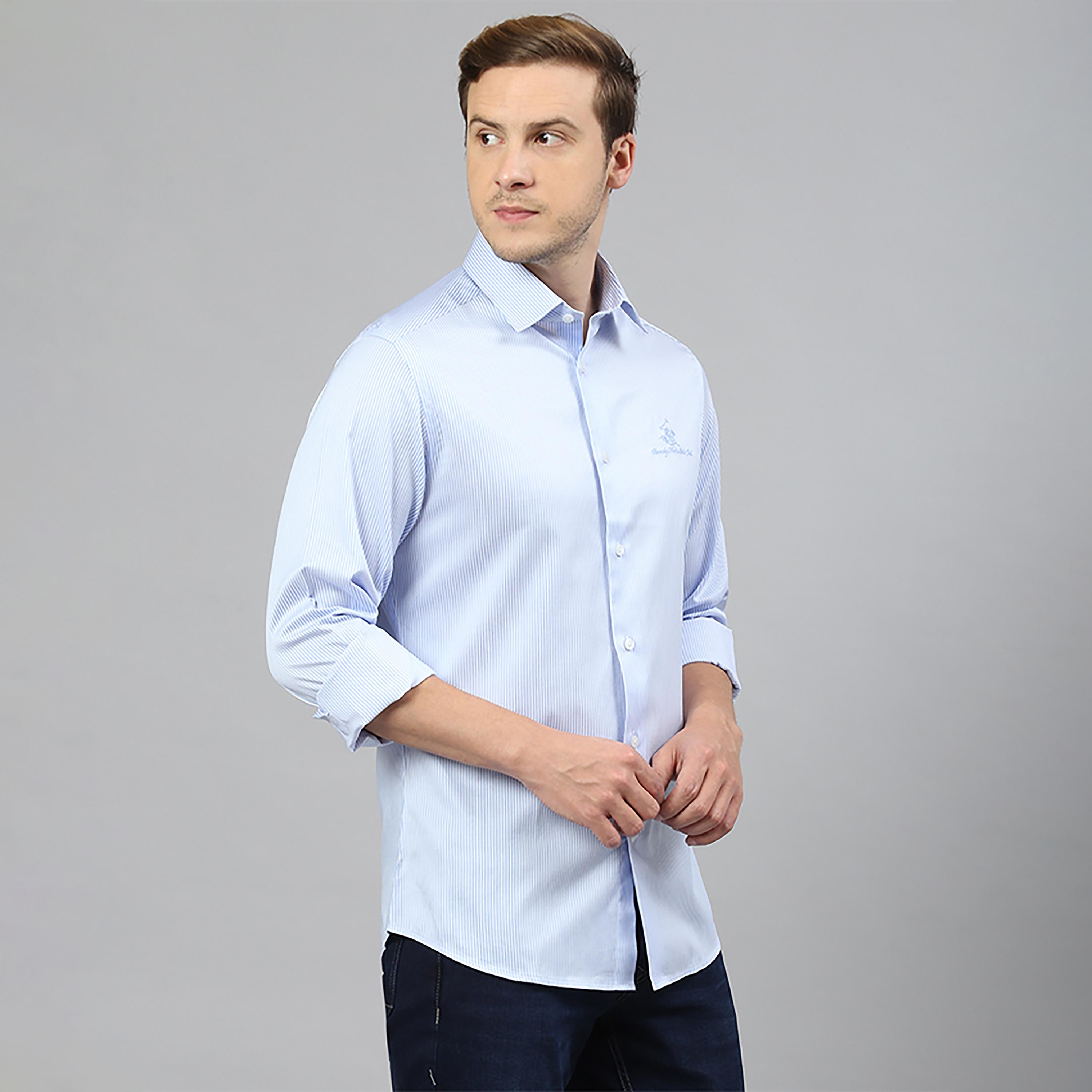 تي شيرت كاجوال بولو بياقة مخططة وأكمام طويلة من بيفرلي هيلز بولو كلوب-men-clothing-shirts-image-3