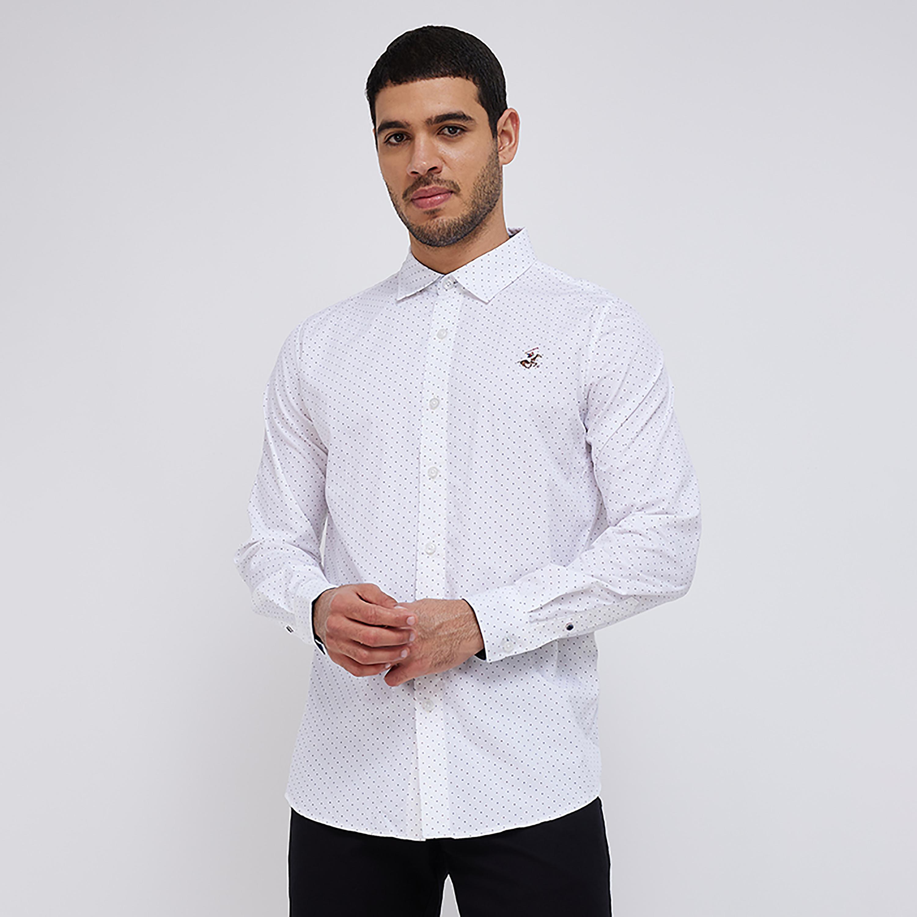 Beverly Hills Polo Club Polka Dot Collared Long Sleeves Shirt-men-clothing-shirts-image-1
