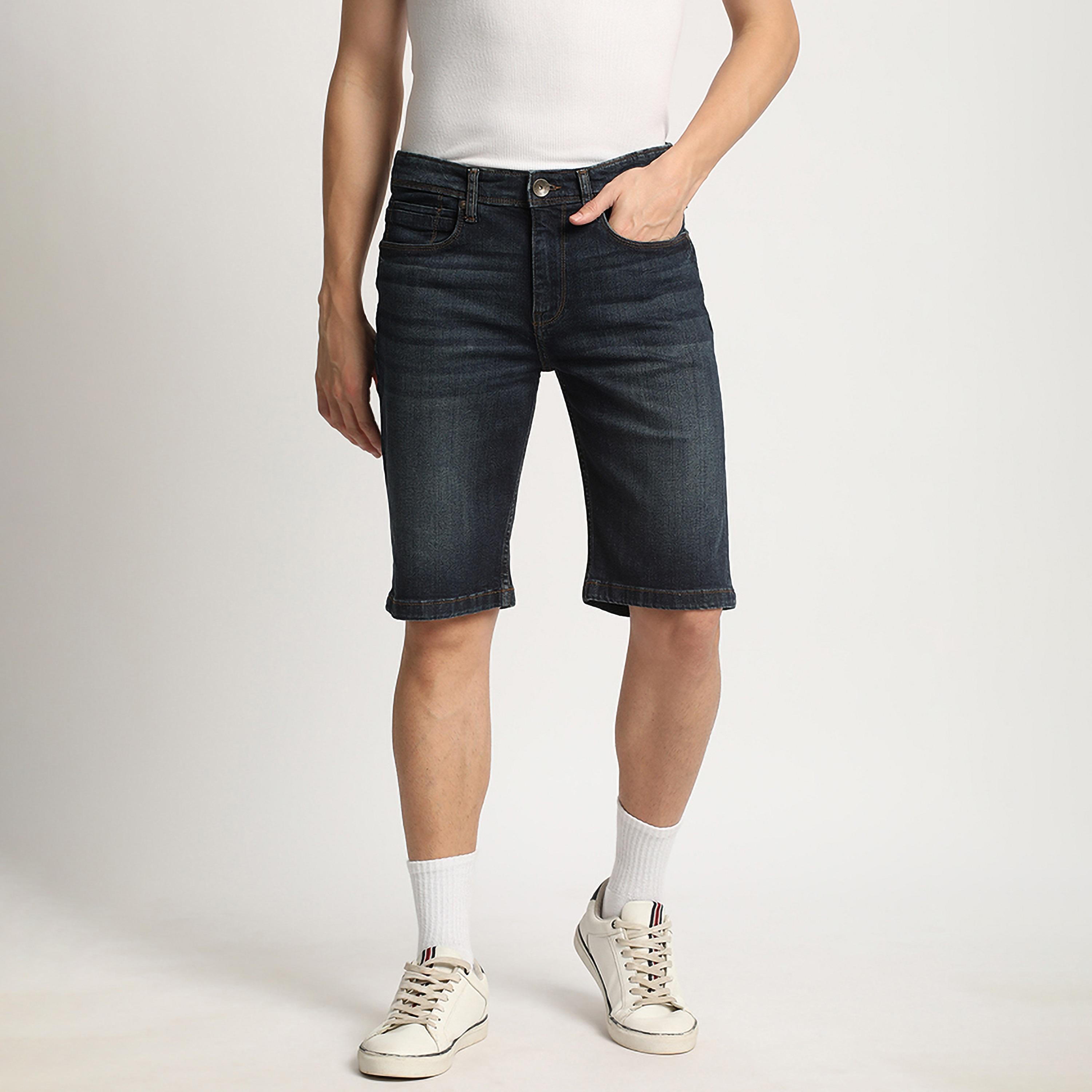 شورتس دينم سادة بخصر متوسط ذو 5 جيوب من بيفرلي هيلز بولو كلوب-men-clothing-bottoms-shorts-image-1