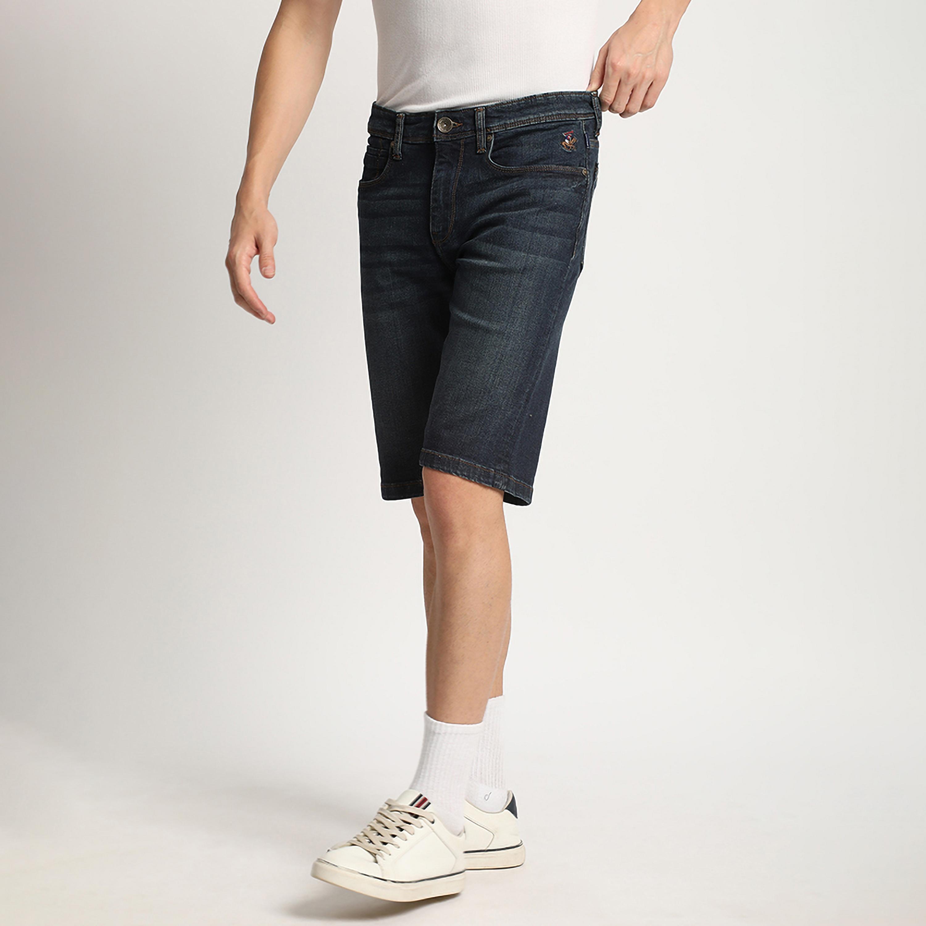 شورتس دينم سادة بخصر متوسط ذو 5 جيوب من بيفرلي هيلز بولو كلوب-men-clothing-bottoms-shorts-image-2