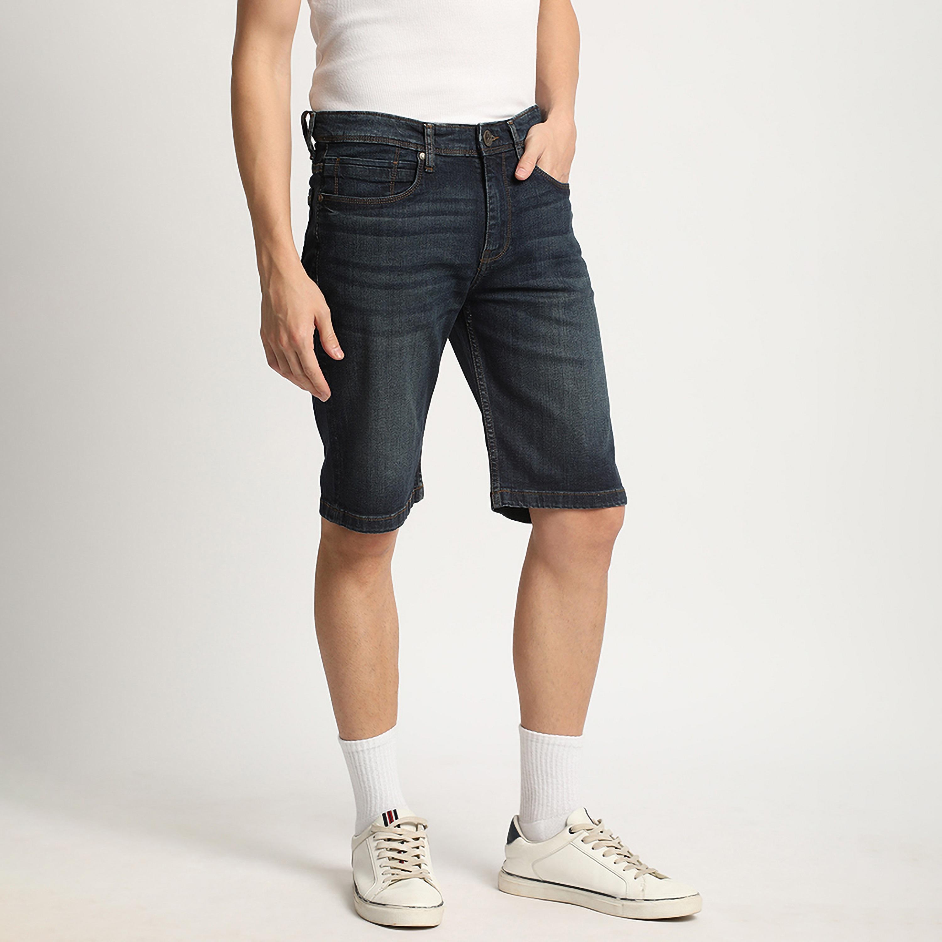 شورتس دينم سادة بخصر متوسط ذو 5 جيوب من بيفرلي هيلز بولو كلوب-men-clothing-bottoms-shorts-image-3