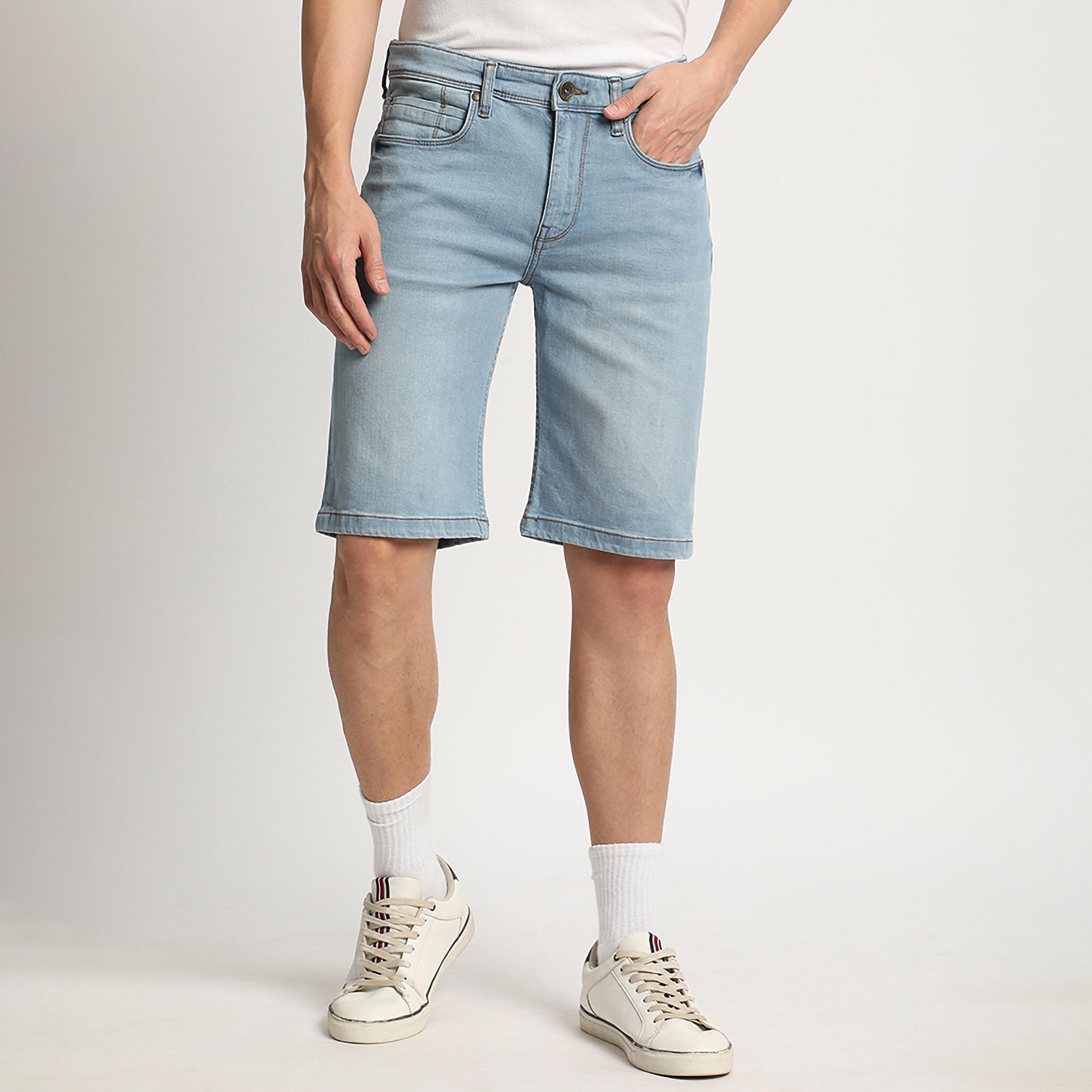 شورتس دينم سادة بخصر متوسط ذو 5 جيوب من بيفرلي هيلز بولو كلوب-men-clothing-bottoms-shorts-image-5