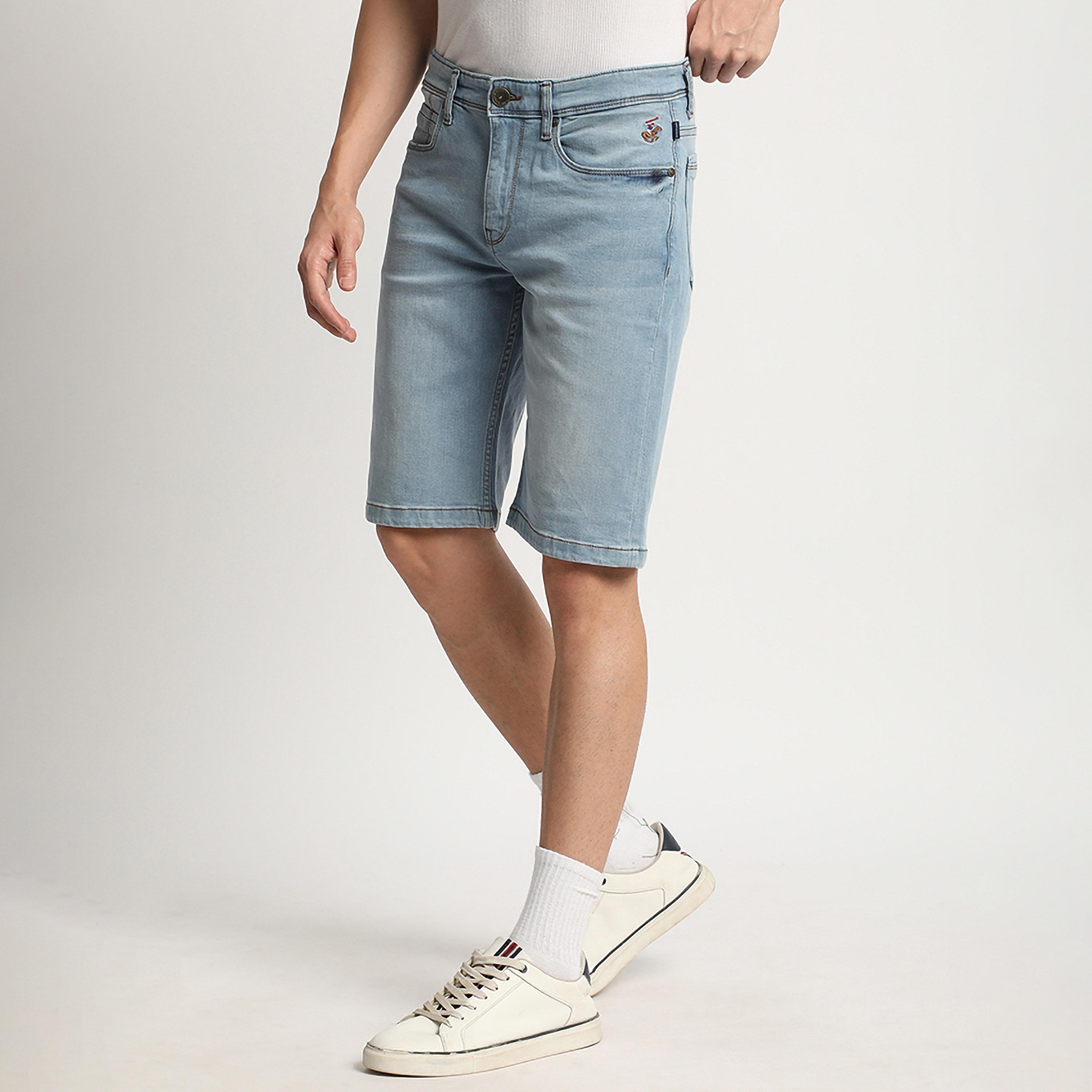 شورتس دينم سادة بخصر متوسط ذو 5 جيوب من بيفرلي هيلز بولو كلوب-men-clothing-bottoms-shorts-image-6