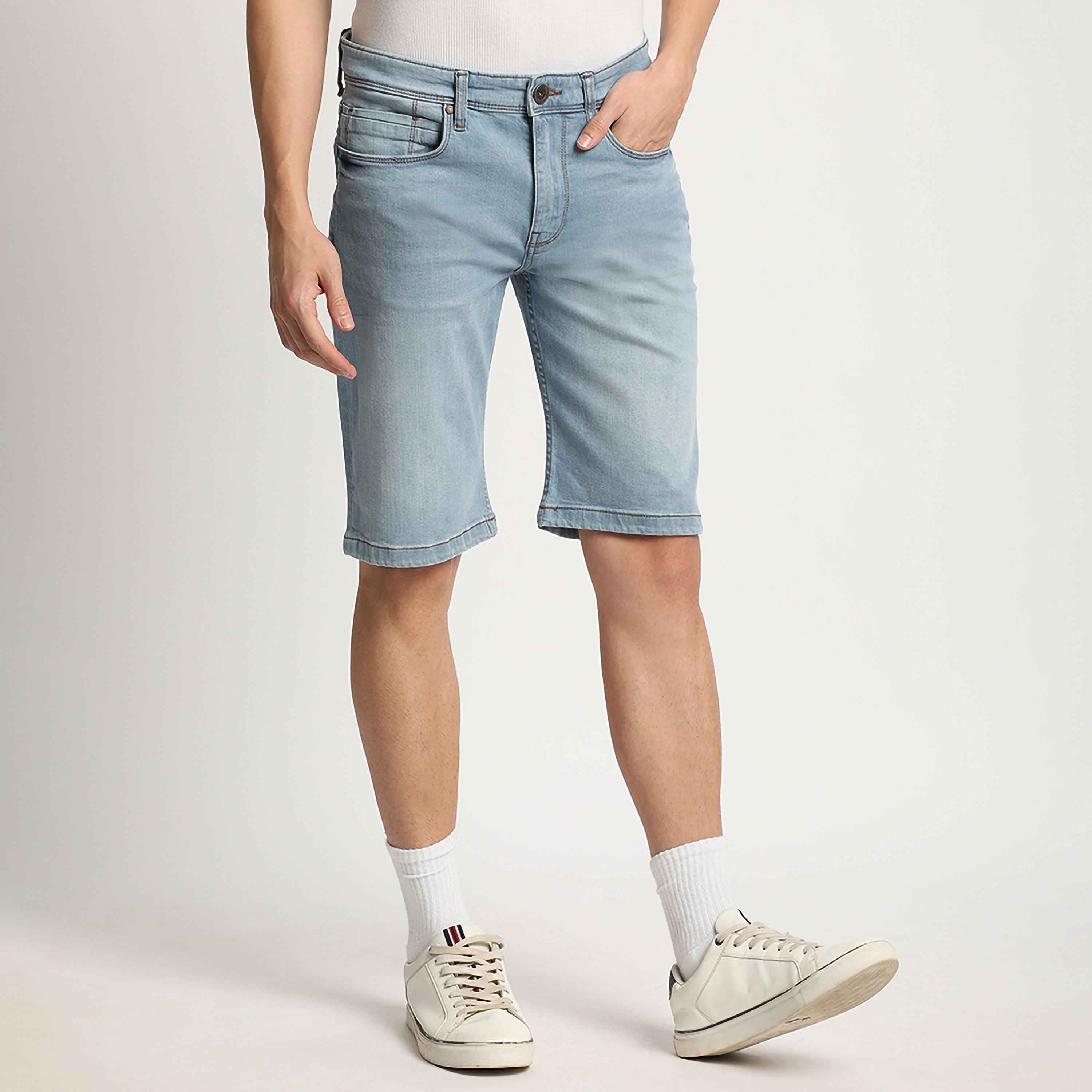 شورتس دينم سادة بخصر متوسط ذو 5 جيوب من بيفرلي هيلز بولو كلوب-men-clothing-bottoms-shorts-image-7
