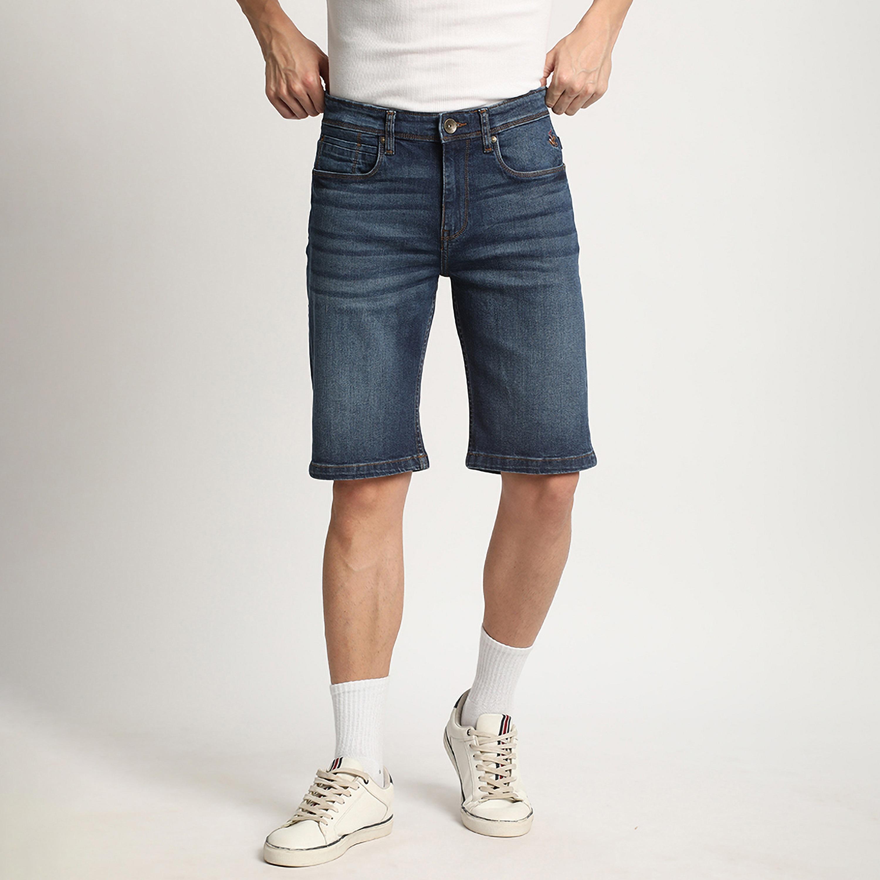شورتس دينم سادة بخصر متوسط ذو 5 جيوب من بيفرلي هيلز بولو كلوب-men-clothing-bottoms-shorts-image-9