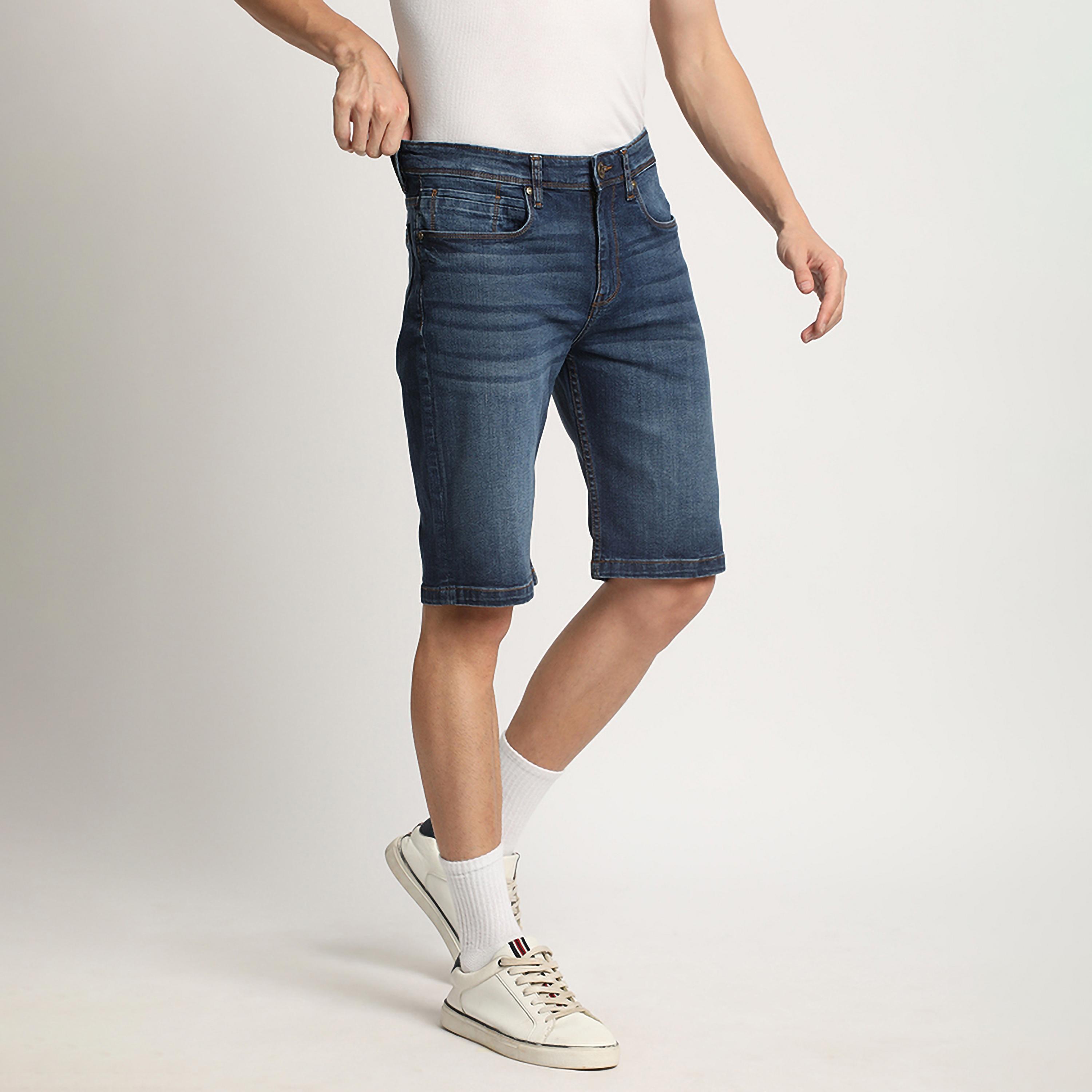 شورتس دينم سادة بخصر متوسط ذو 5 جيوب من بيفرلي هيلز بولو كلوب-men-clothing-bottoms-shorts-image-11