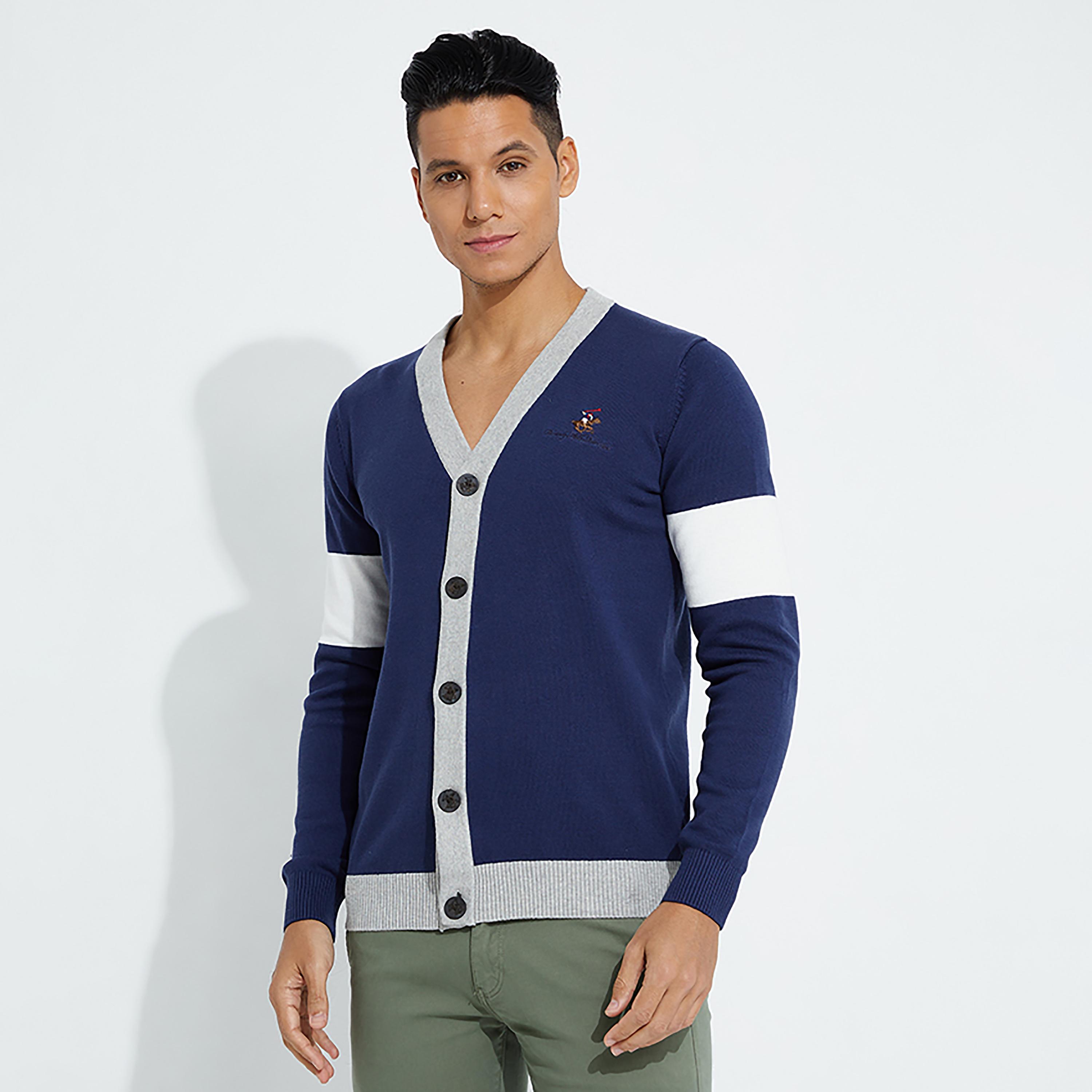 Beverly Hills Polo Club Colour Block Cardigan with Front Button-men-clothing-sweatersandpullovers-image-1