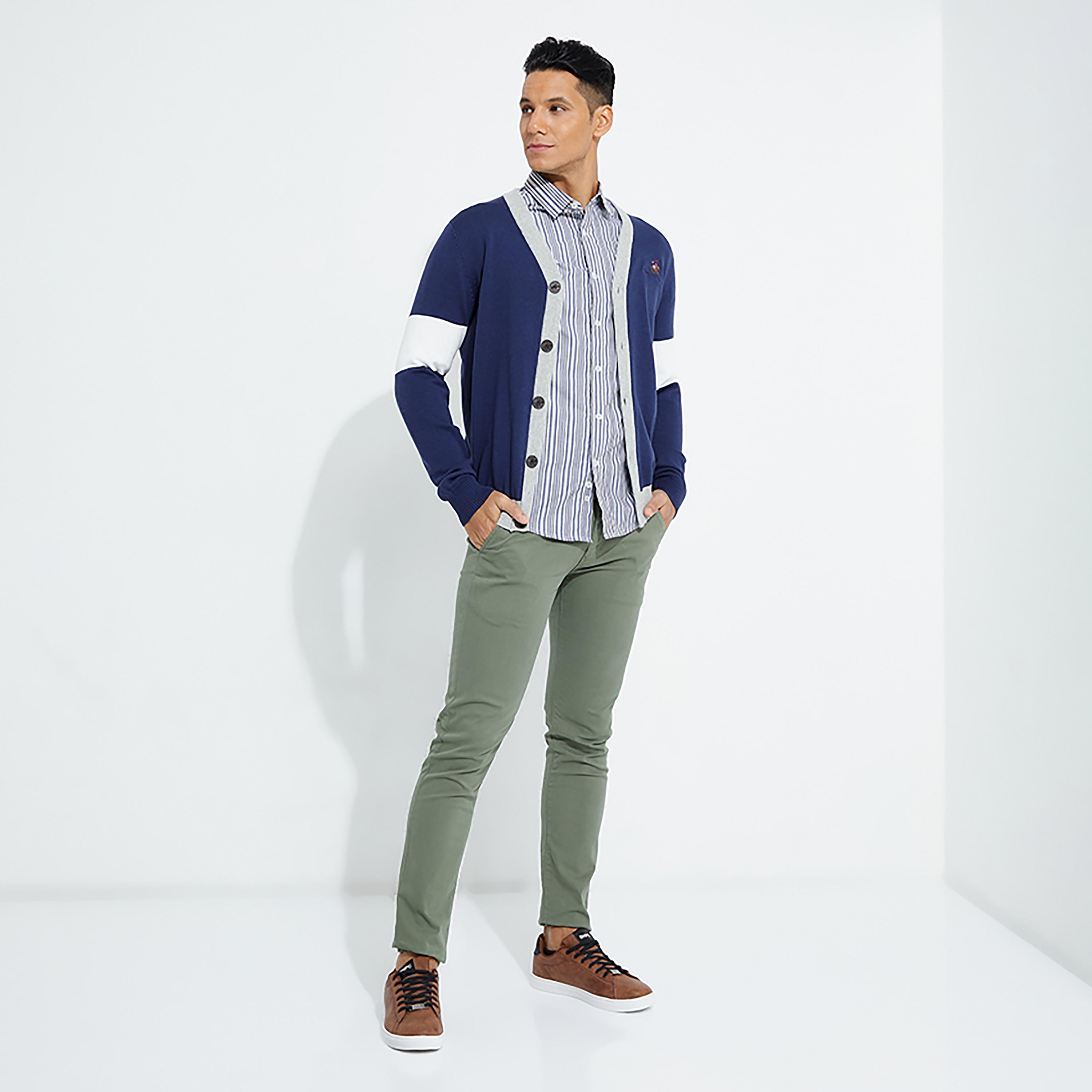 Beverly Hills Polo Club Colour Block Cardigan with Front Button-men-clothing-sweatersandpullovers-image-2