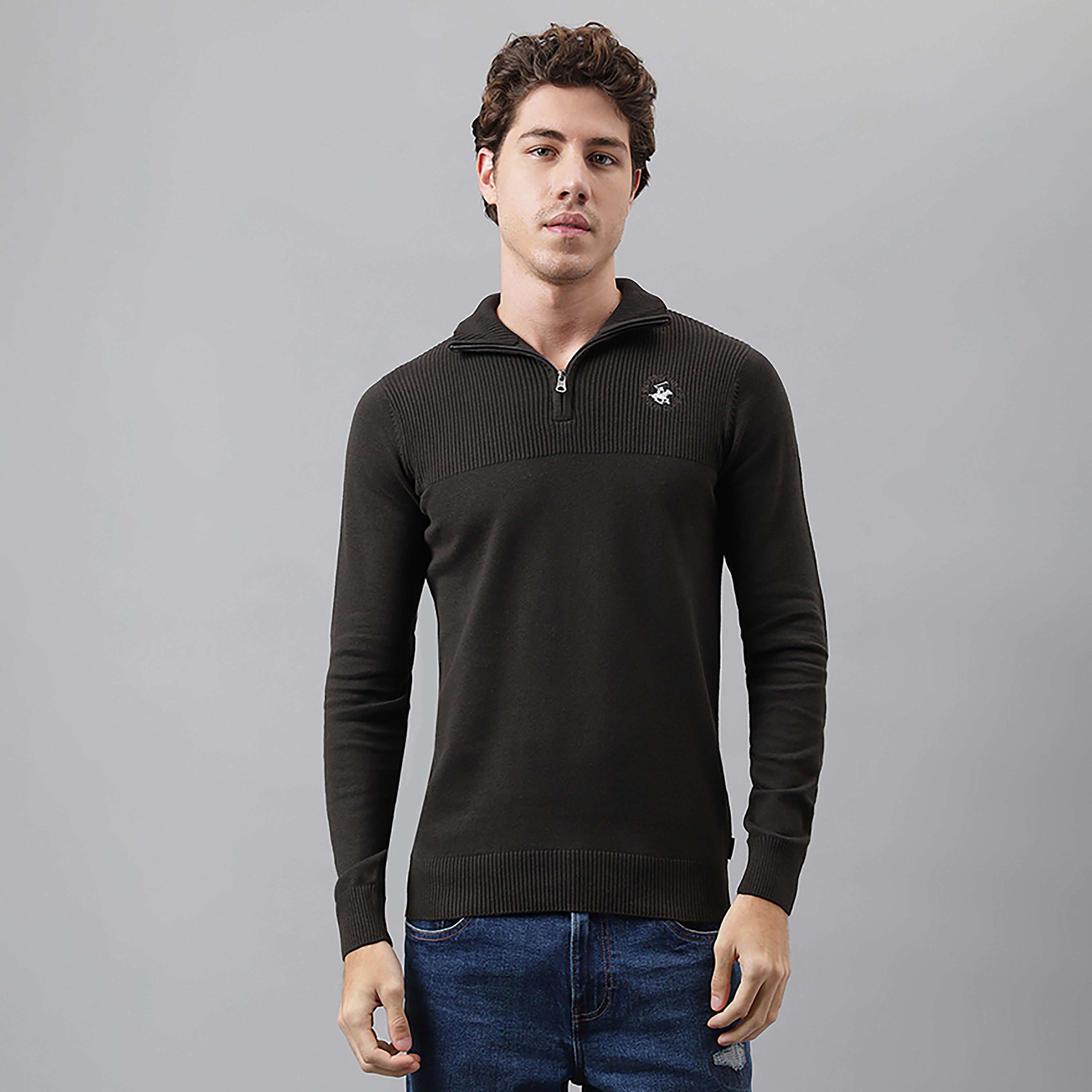 كنزة صوفية من بيفرلي هيلز بولو كلوب بياقة عالية وأكمام طويلة بشعار-men-clothing-sweatersandpullovers-image-1