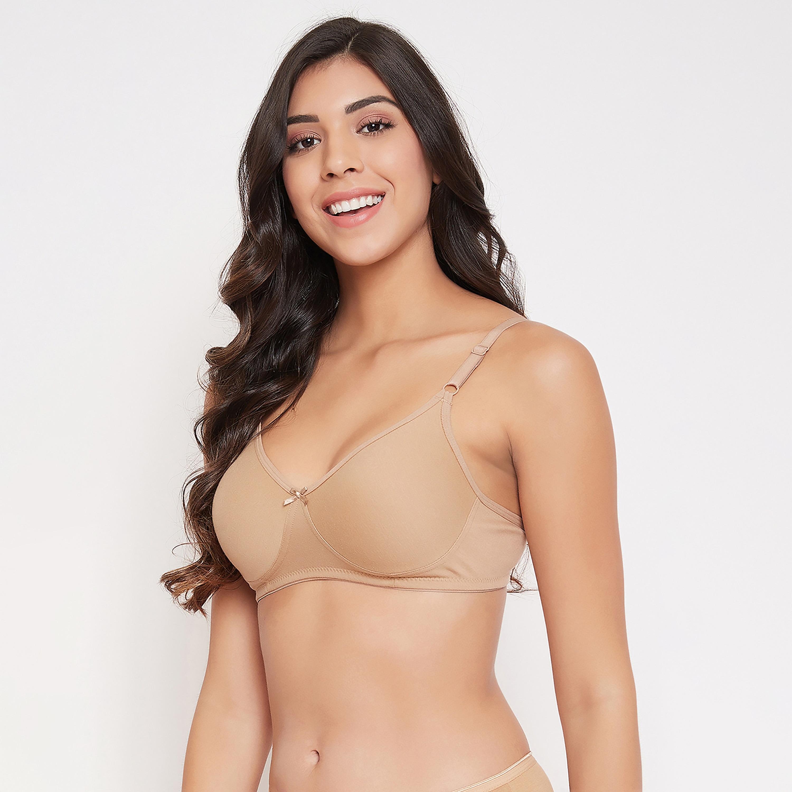 Clovia Non-Padded Non-Wired Full Cup Women's T-Shirt Bra in Beige - Cotton Rich-women-clothing-lingerie-bras-image-2