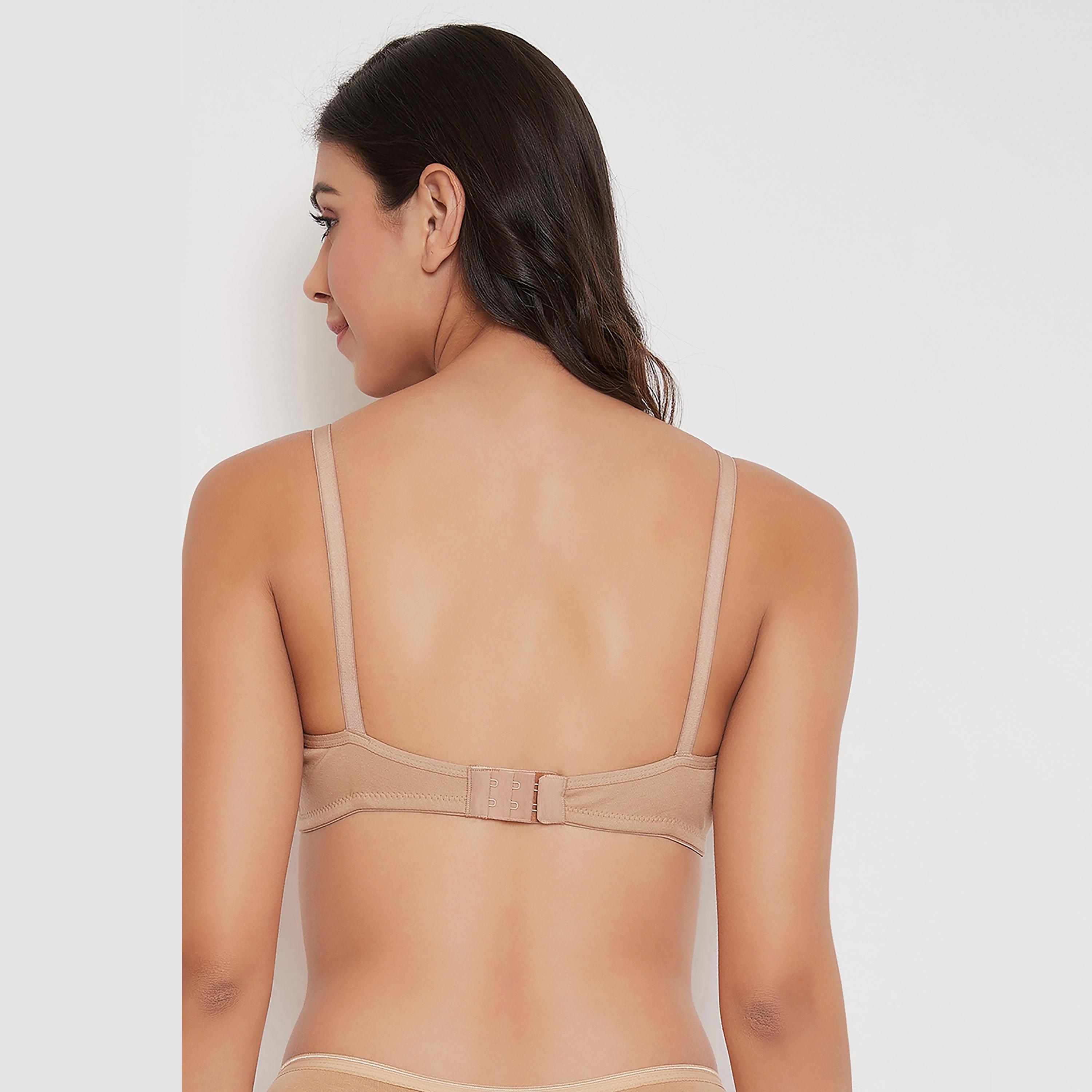 Clovia Non-Padded Non-Wired Full Cup Women's T-Shirt Bra in Beige - Cotton Rich-women-clothing-lingerie-bras-image-4