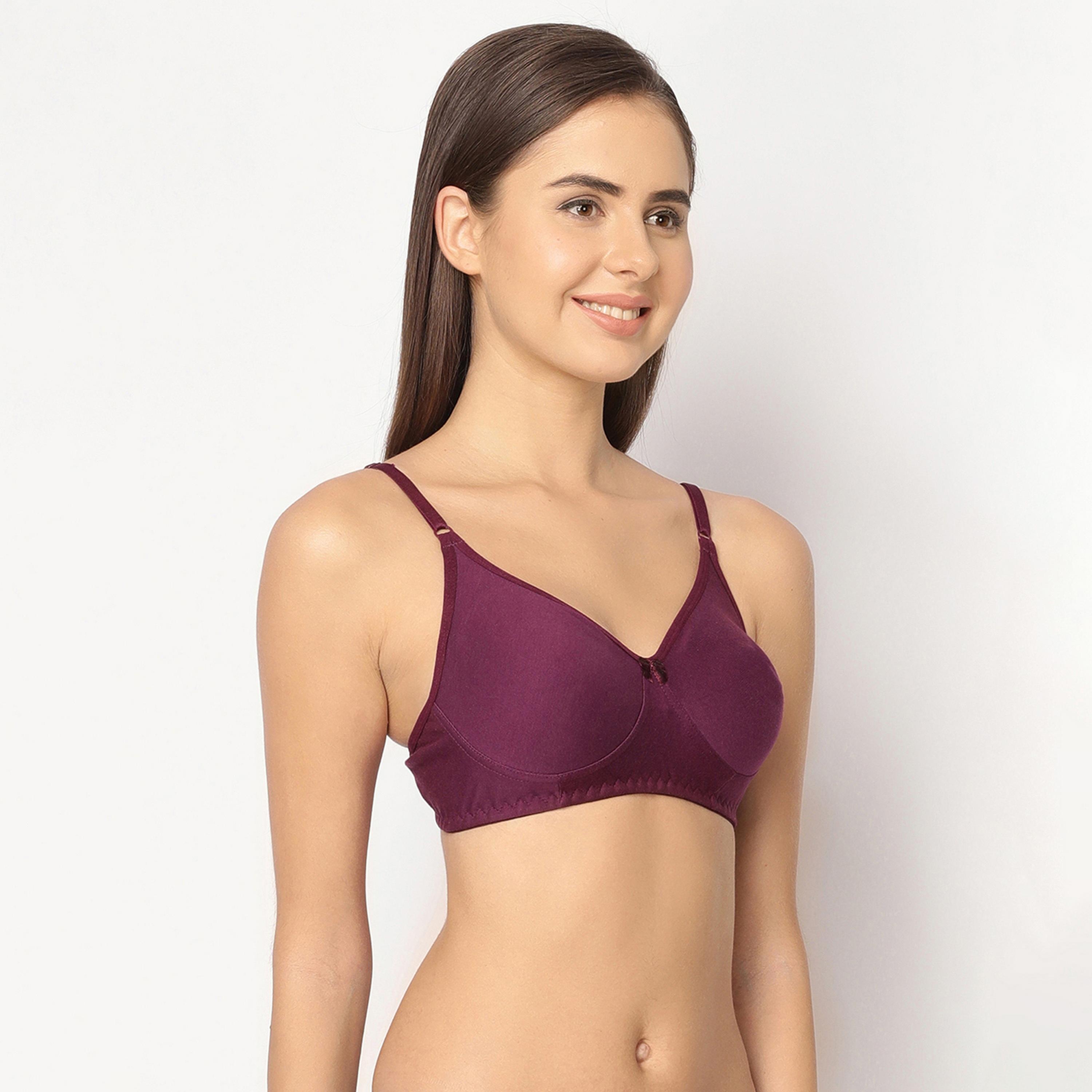  حمالة صدر نسائية بدون سلك مبطنة لتغطية كاملة باللون الأرجواني - قطن غني من كلوفيا-women-clothing-lingerie-bras-image-2