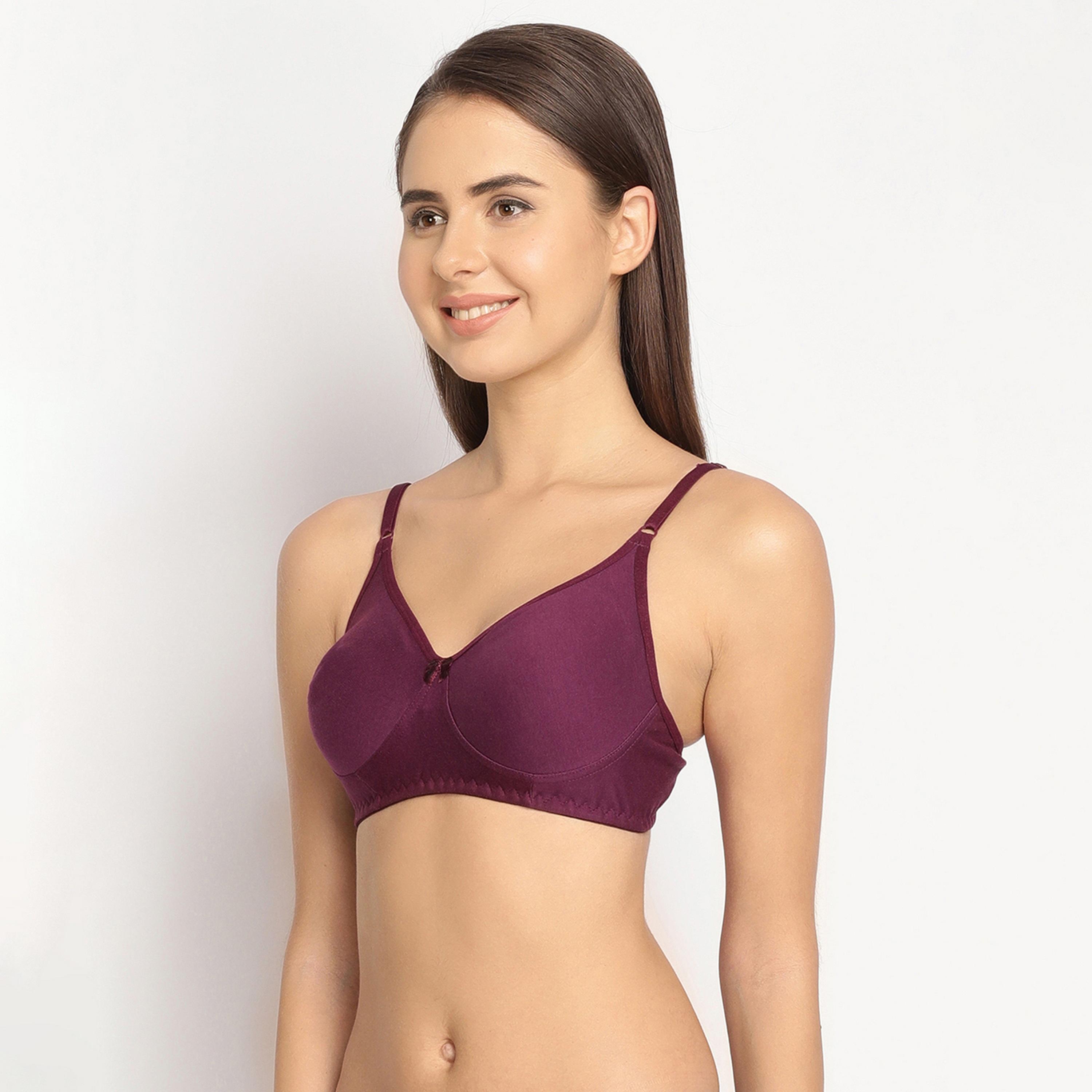  حمالة صدر نسائية بدون سلك مبطنة لتغطية كاملة باللون الأرجواني - قطن غني من كلوفيا-women-clothing-lingerie-bras-image-3