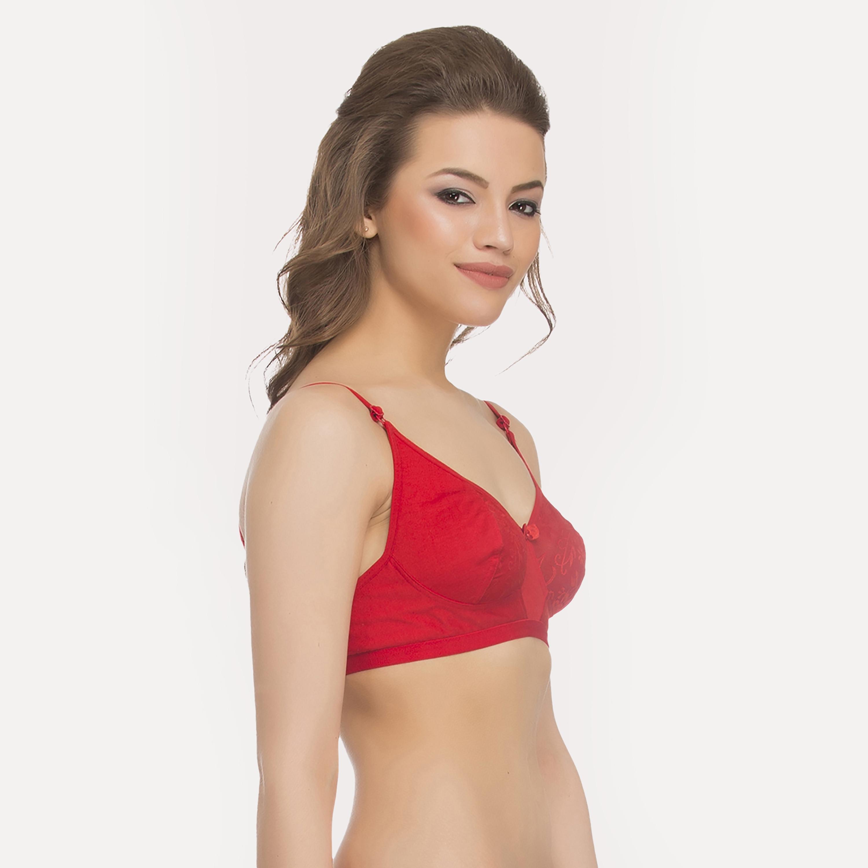 حمالة صدر نسائية غير مبطنة بتغطية كاملة مع دانتيل باللون الأحمر - غني بالقطن من كلوفيا-women-clothing-lingerie-bras-image-3