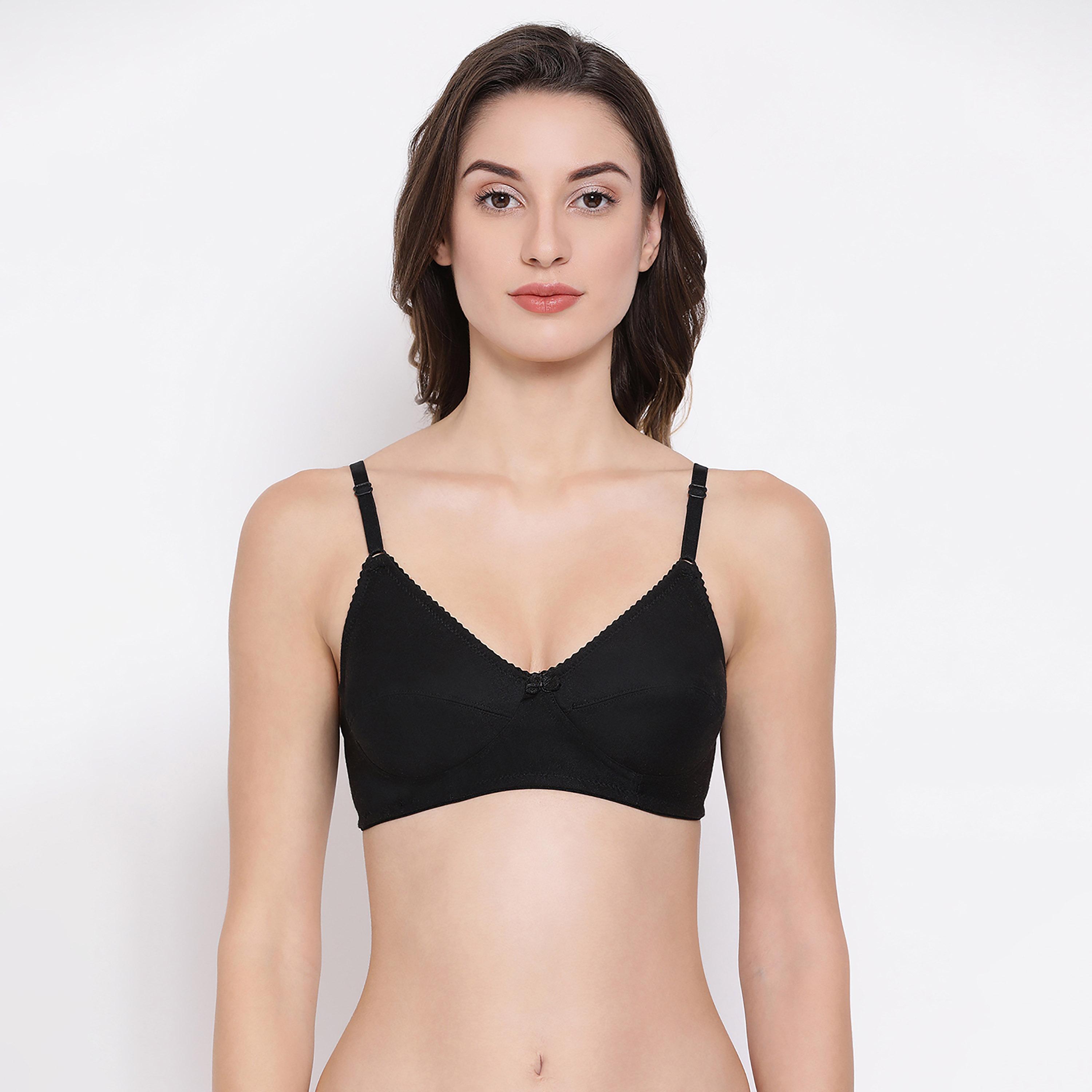 حمالة صدر بتغطية كاملة وبدون حشوة أو سلك سفلي من القطن باللون الأسود للنساء من كلوفيا-women-clothing-lingerie-bras-image-1