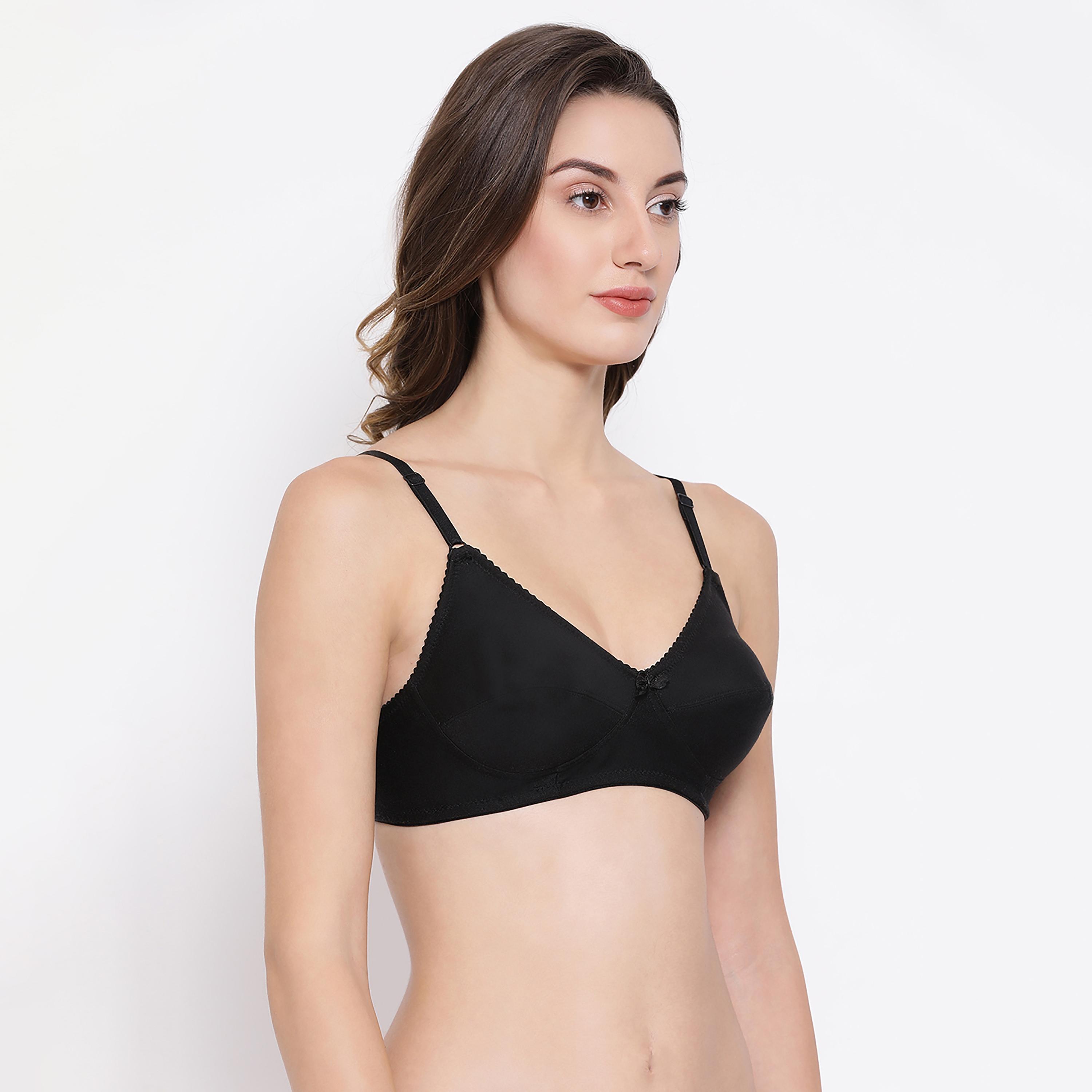 حمالة صدر بتغطية كاملة وبدون حشوة أو سلك سفلي من القطن باللون الأسود للنساء من كلوفيا-women-clothing-lingerie-bras-image-3