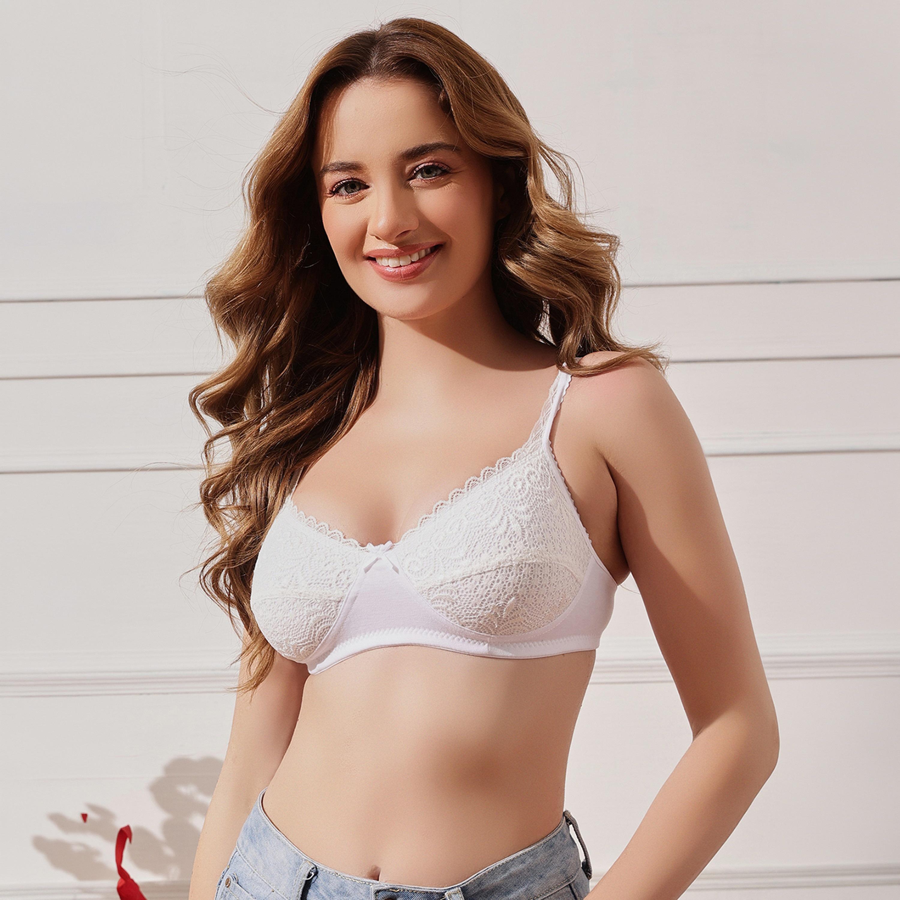حمالة صدر دانتيل بتغطية كاملة وبدون حشوة أو سلك سفلي باللون الأبيض للنساء من كلوفيا-women-clothing-lingerie-bras-image-1