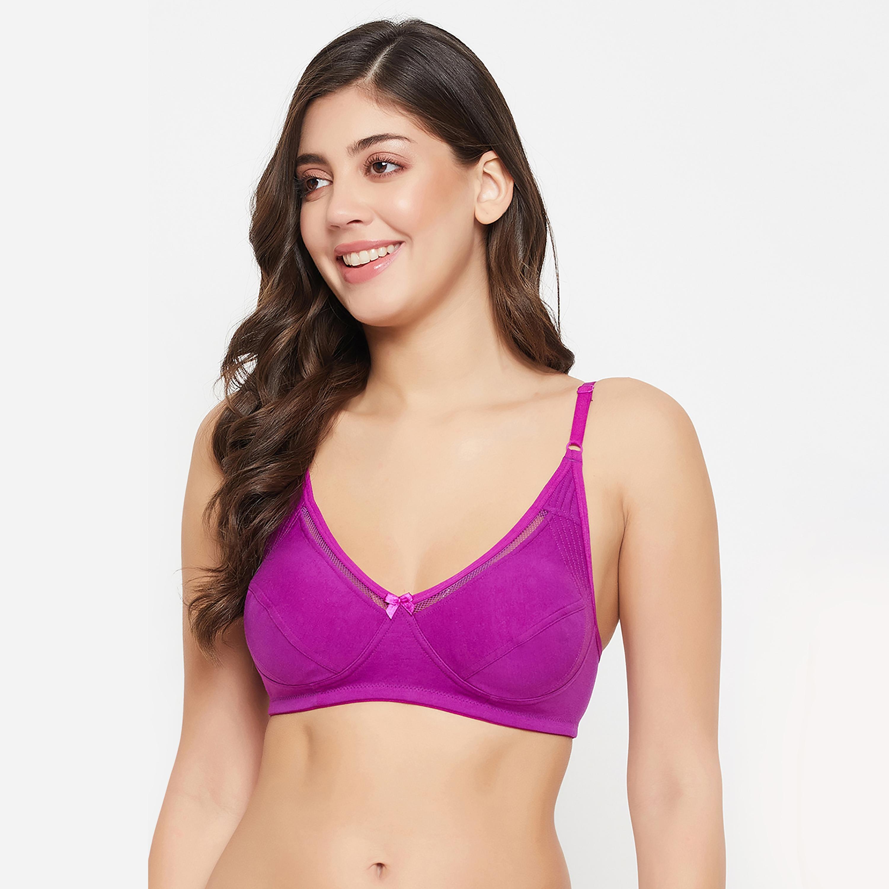 حمالة صدر نسائية بكوب كامل غير مبطنة وغير سلكية باللون الأرجواني - غنية بالقطن من كلوفيا-women-clothing-lingerie-bras-image-1