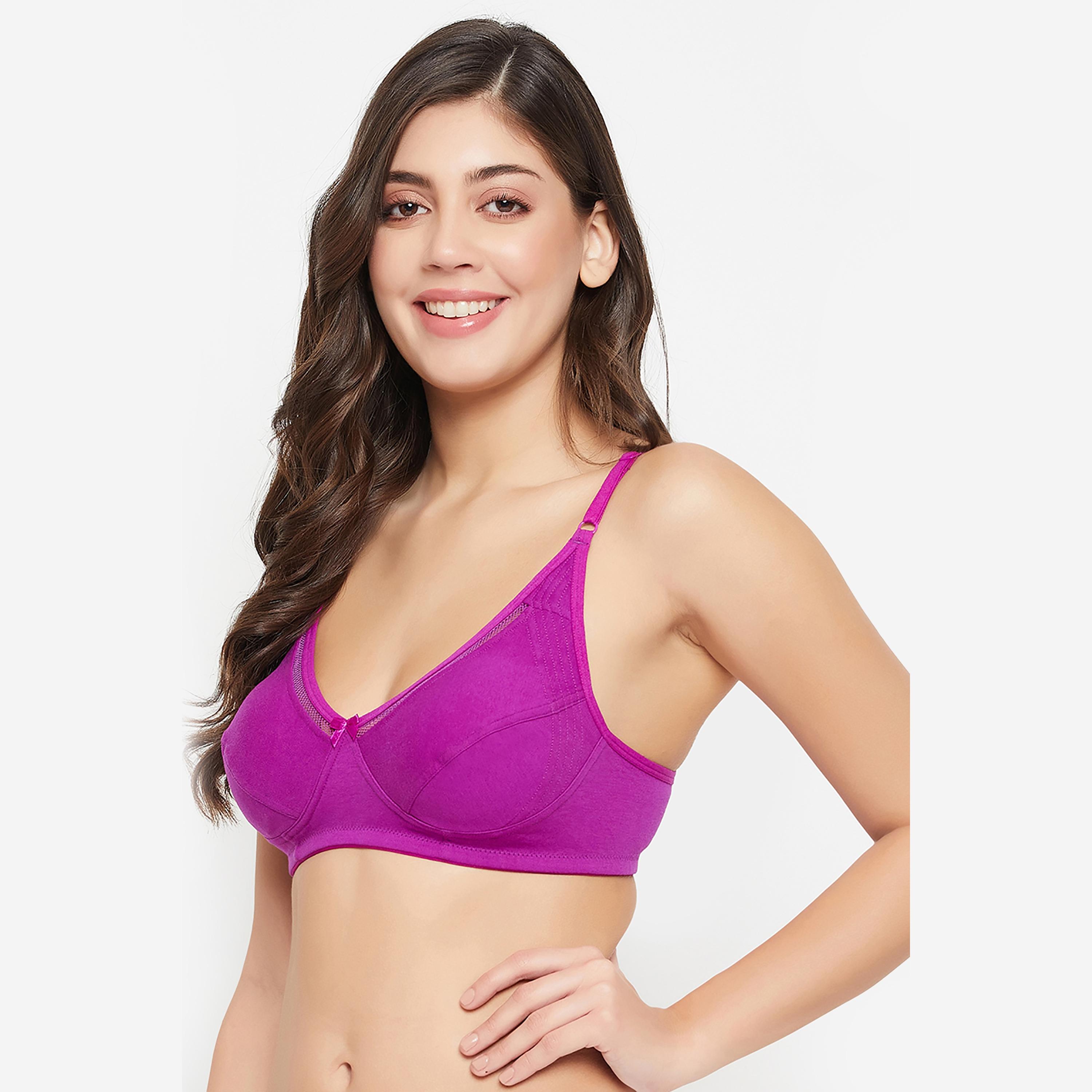 حمالة صدر نسائية بكوب كامل غير مبطنة وغير سلكية باللون الأرجواني - غنية بالقطن من كلوفيا-women-clothing-lingerie-bras-image-2