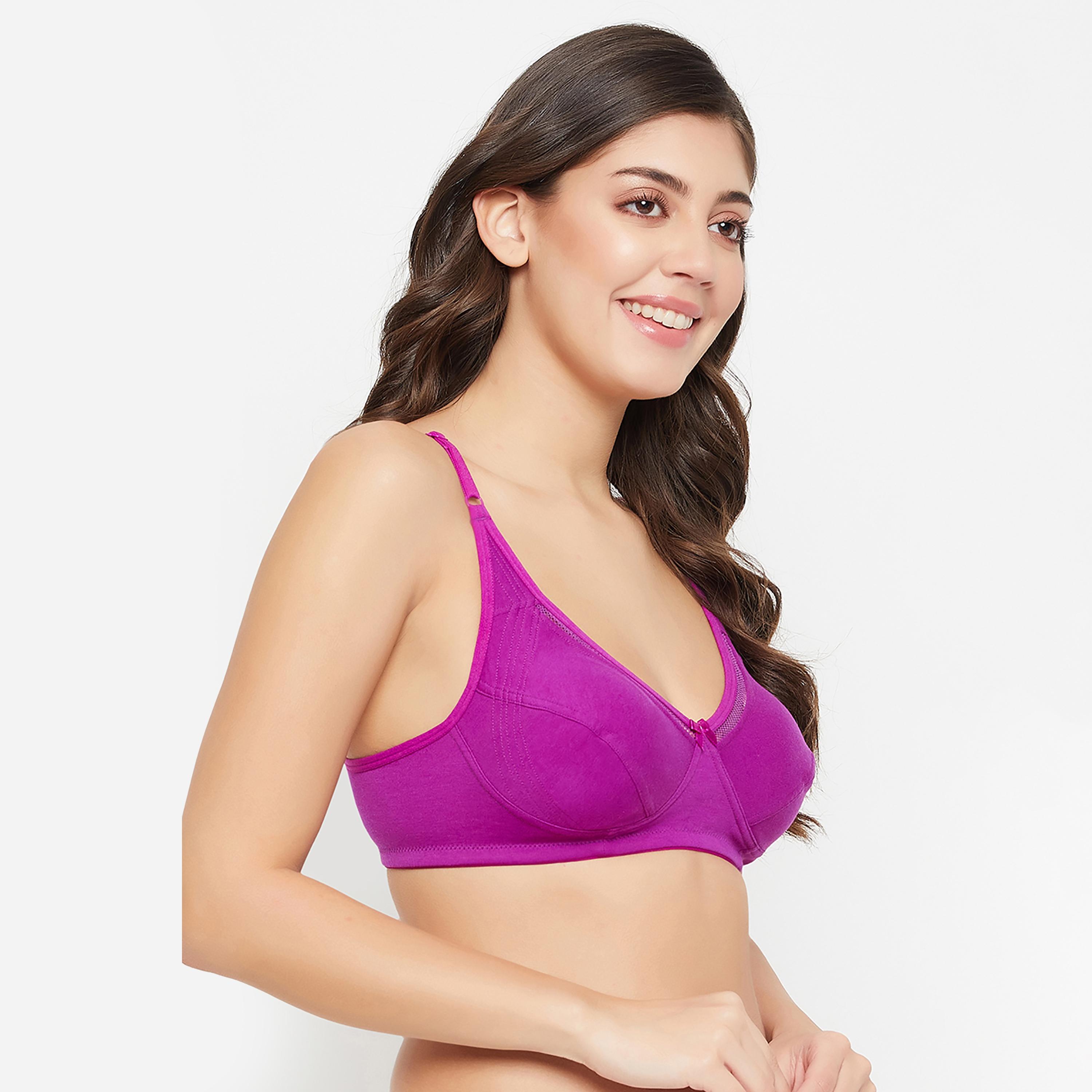 حمالة صدر نسائية بكوب كامل غير مبطنة وغير سلكية باللون الأرجواني - غنية بالقطن من كلوفيا-women-clothing-lingerie-bras-image-3