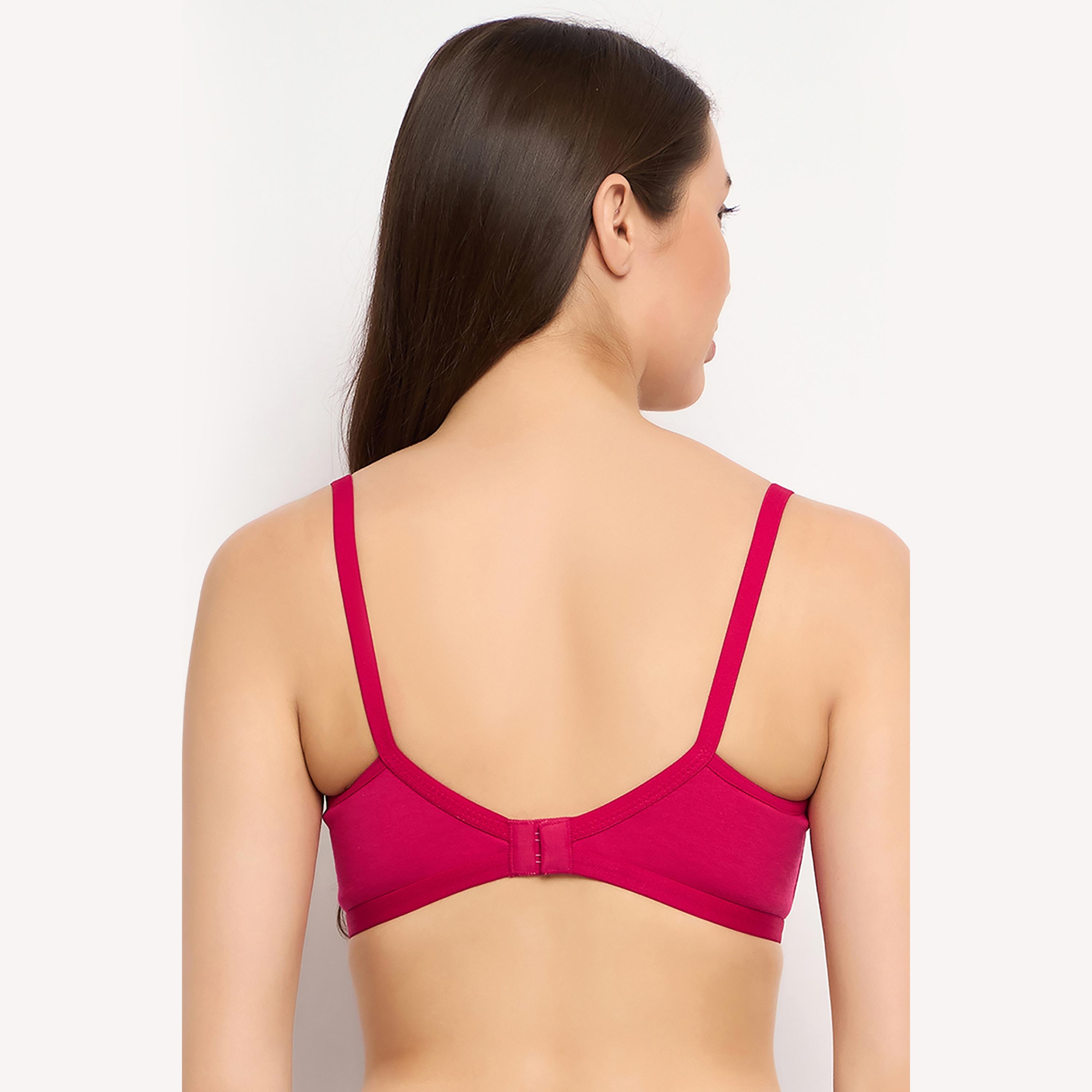 Clovia Cotton & Lace Non-Padded Non-Wired Full Cup Women's Bra in Dark Pink-women-clothing-lingerie-bras-image-4
