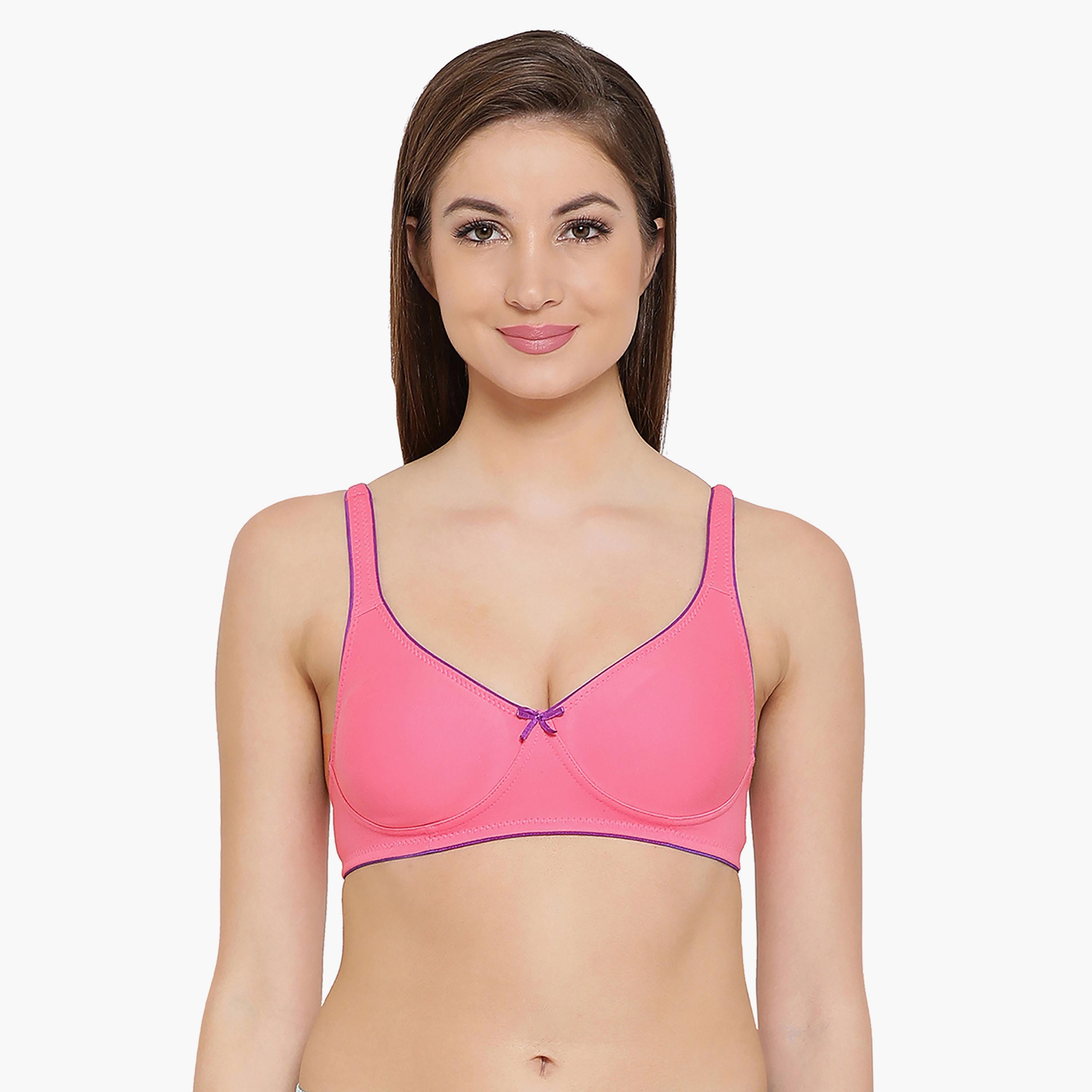 Clovia Non-Padded Non-Wired Women's T-shirt Bra in Pink - Cotton Rich-women-clothing-lingerie-bras-image-1