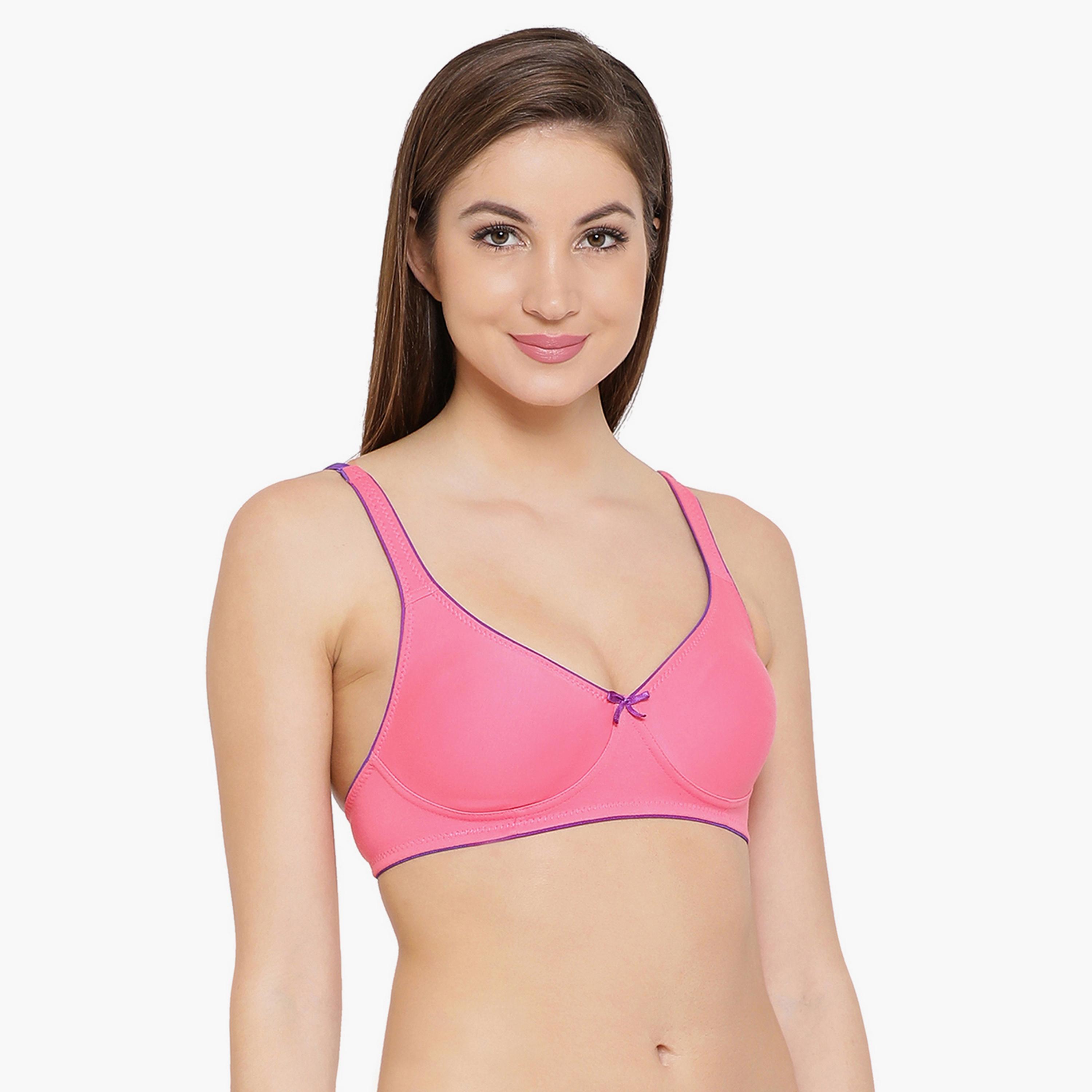 Clovia Non-Padded Non-Wired Women's T-shirt Bra in Pink - Cotton Rich-women-clothing-lingerie-bras-image-2