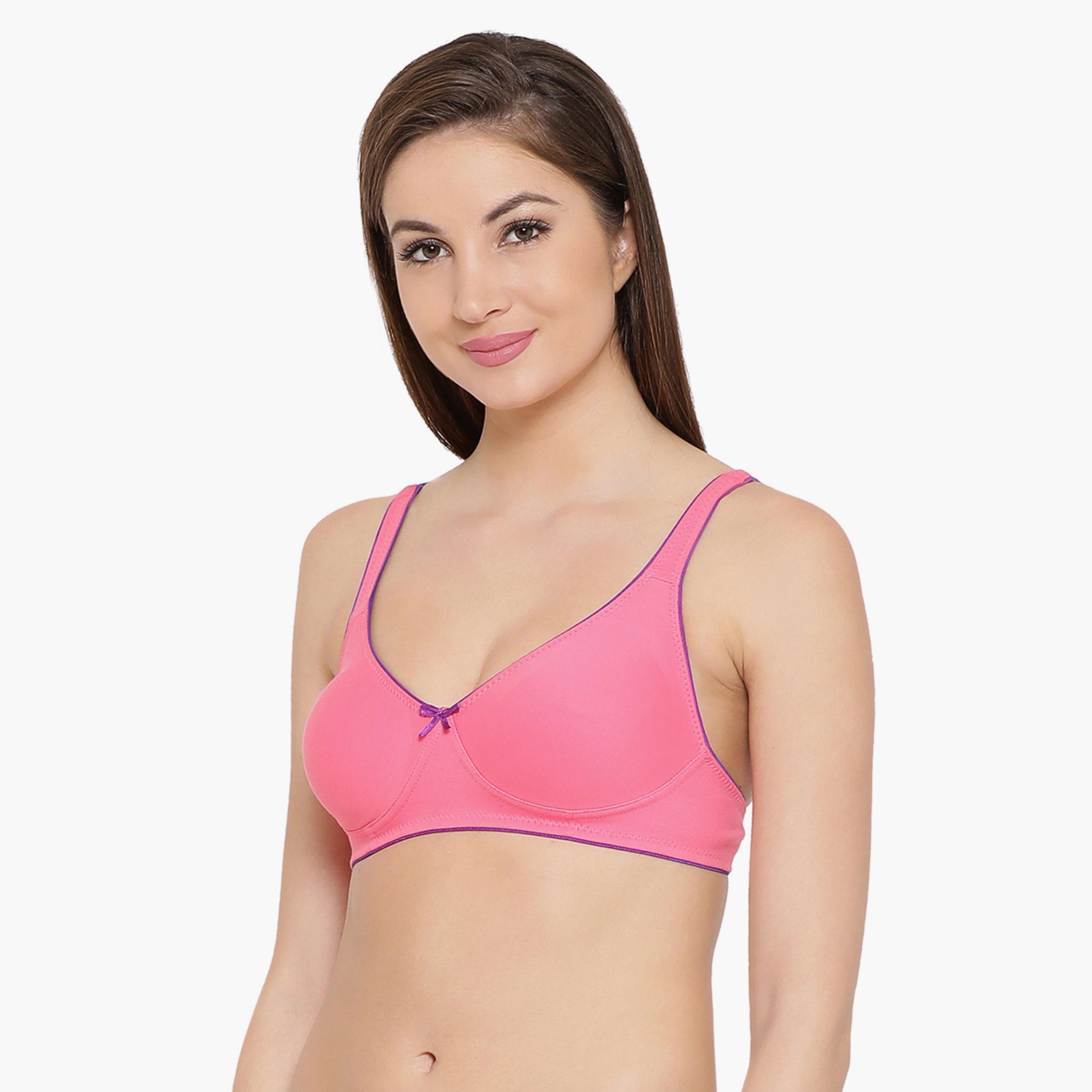 Clovia Non-Padded Non-Wired Women's T-shirt Bra in Pink - Cotton Rich-women-clothing-lingerie-bras-image-3