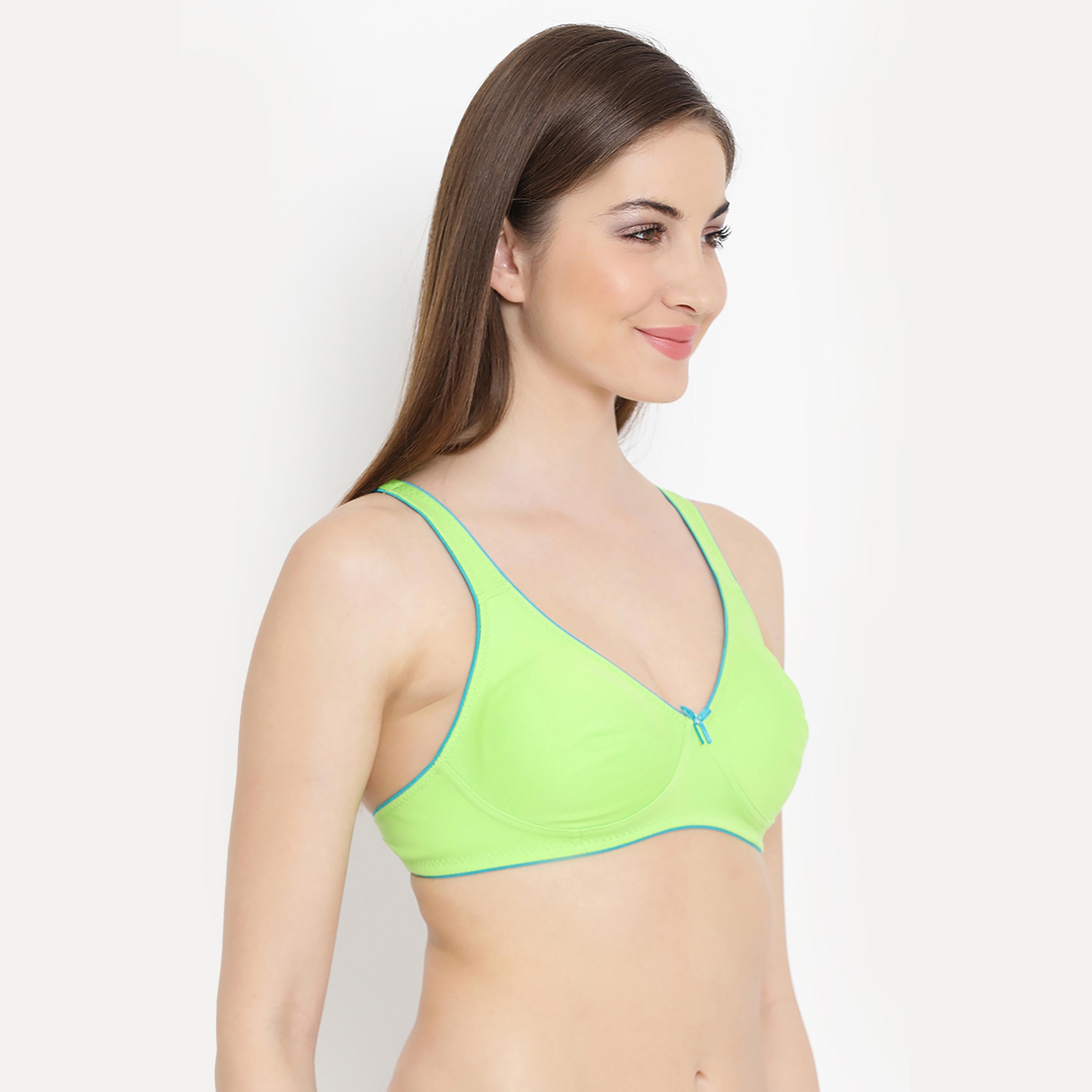 حمالة صدر نسائية غير مبطنة بدون أسلاك مع أكواب ديمي باللون الأخضر - قطن من كلوفيا-women-clothing-lingerie-bras-image-3