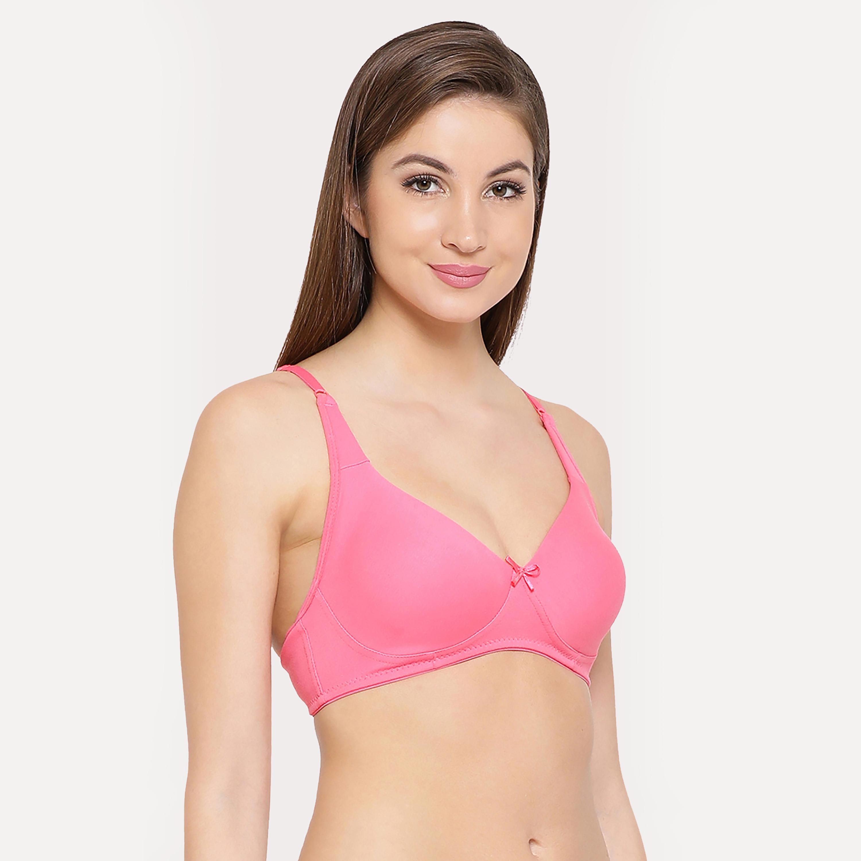 Clovia Non-Padded Non-Wired Full Coverage Women's T-Shirt Bra in Pink - Cotton Rich-women-clothing-lingerie-bras-image-3