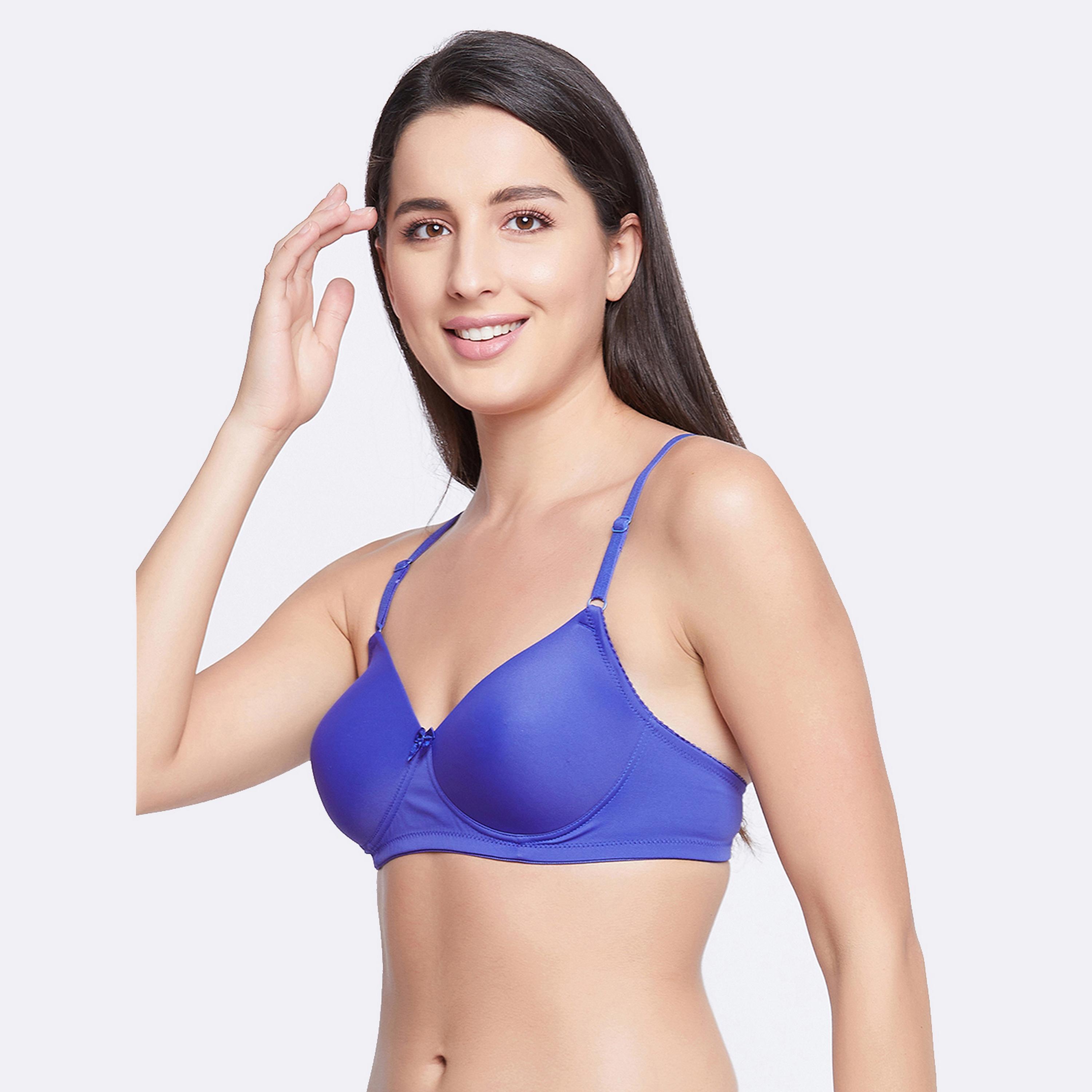 Clovia Padded Non-Wired Full Cup Women's T-shirt Bra in Royal Blue-women-clothing-lingerie-bras-image-2