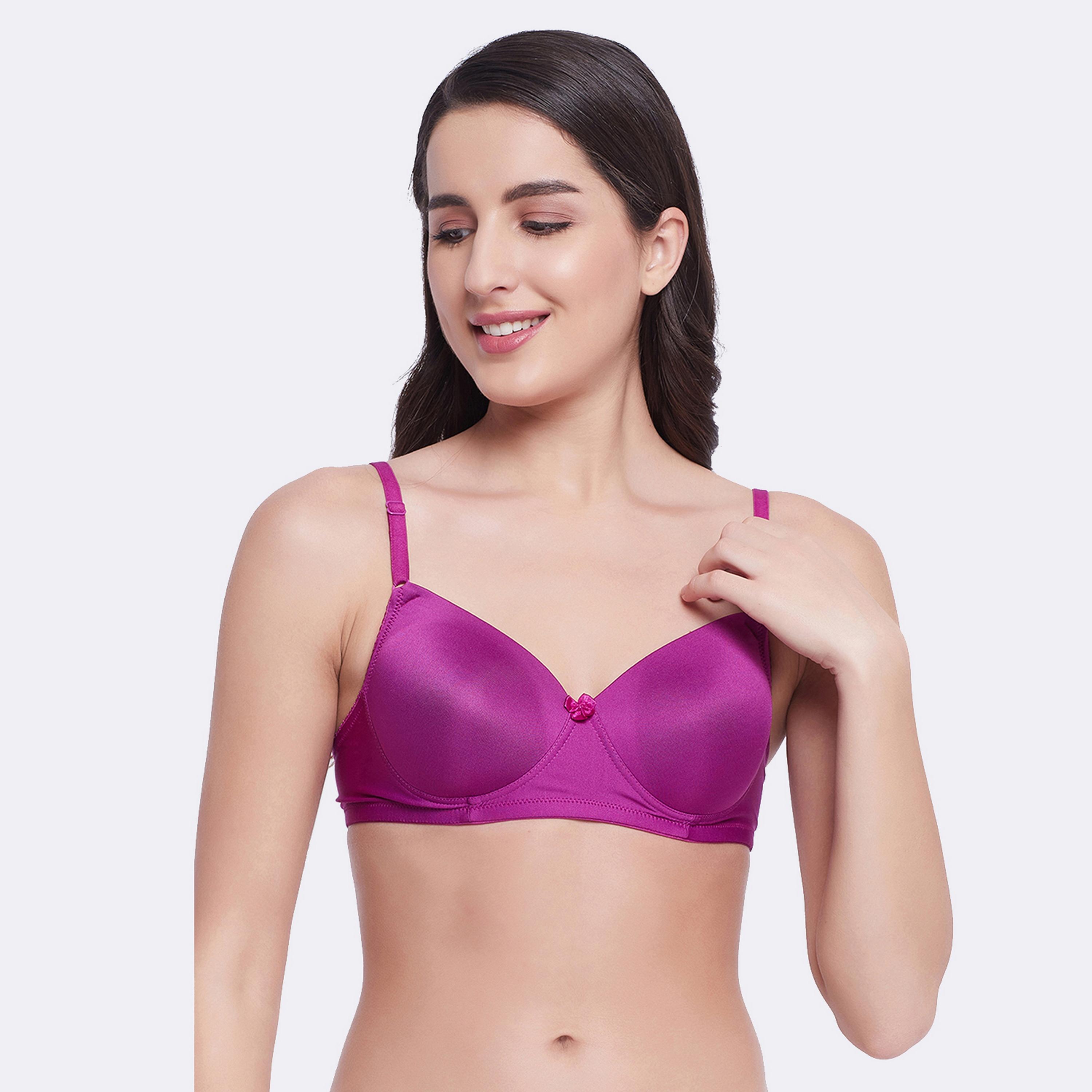 Clovia Padded Non-Wired Full Cup Women's T-shirt Bra in Purple-women-clothing-lingerie-bras-image-1