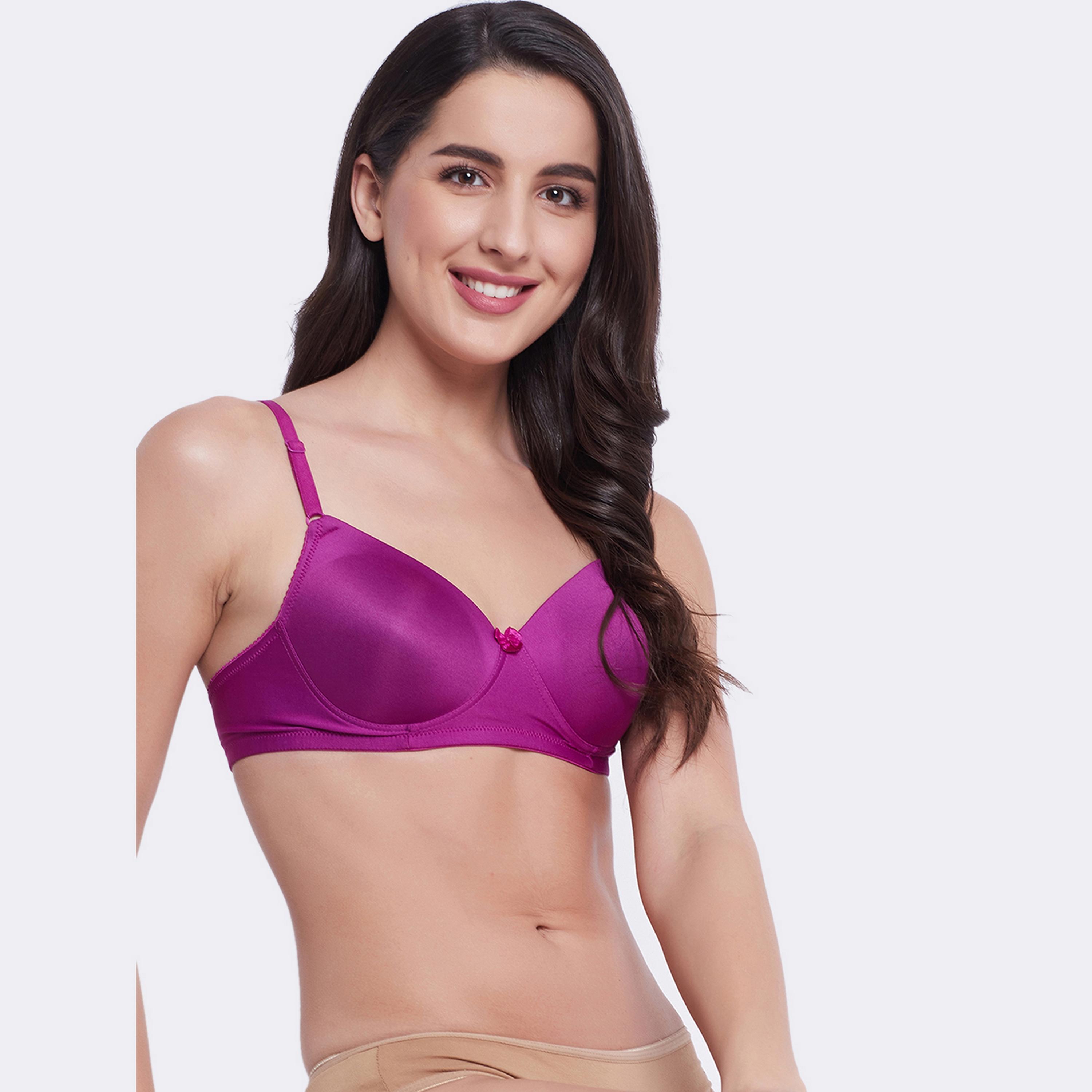 Clovia Padded Non-Wired Full Cup Women's T-shirt Bra in Purple-women-clothing-lingerie-bras-image-3