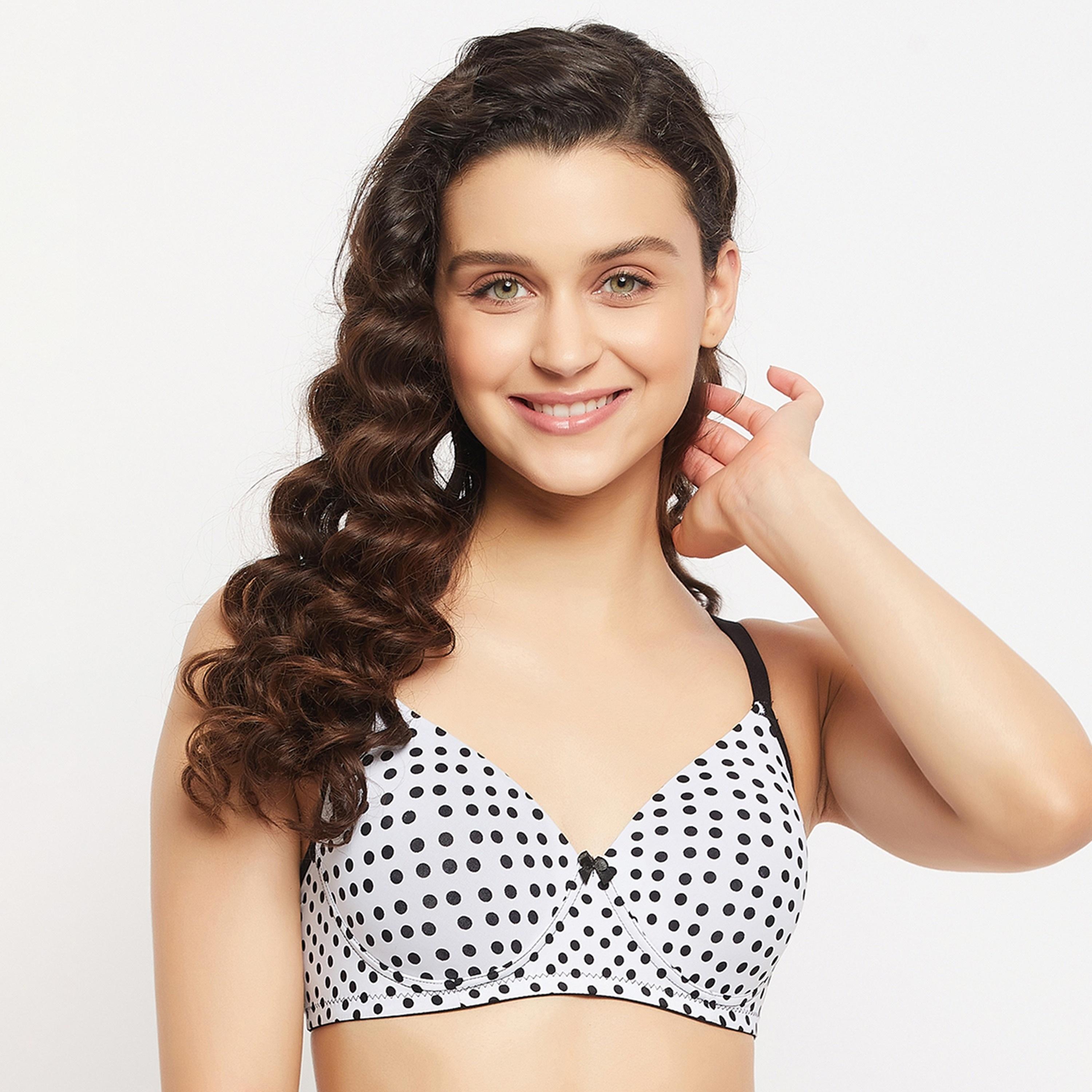 حمالة صدر ذات تي شيرت كوب كامل ومبطن غير سلكية مع بولكا دوت من كلوفيا-women-clothing-lingerie-bras-image-2