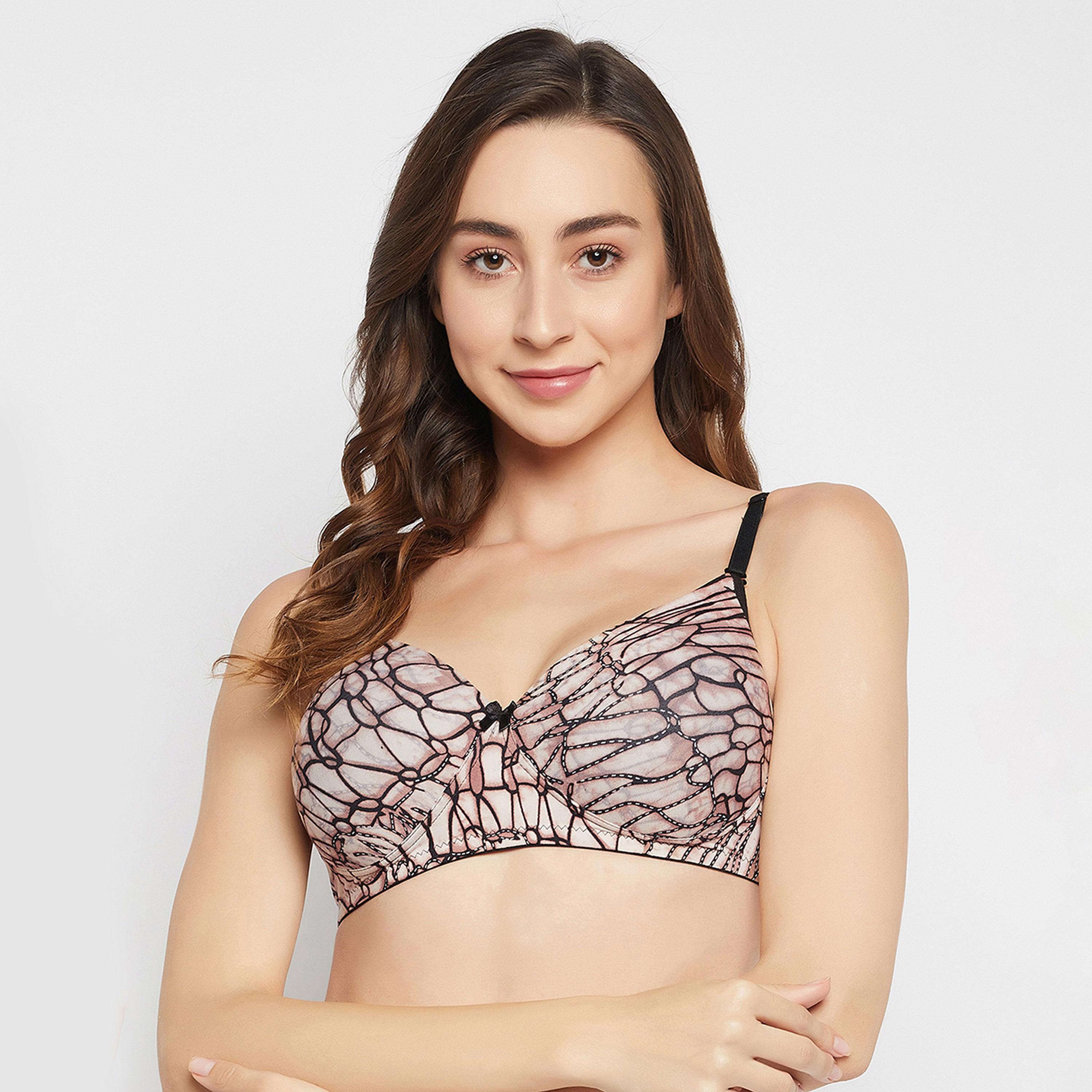 Clovia Padded Non-Wired Full Cup Printed Women's Multiway T-shirt Bra in Brown-women-clothing-lingerie-bras-image-1