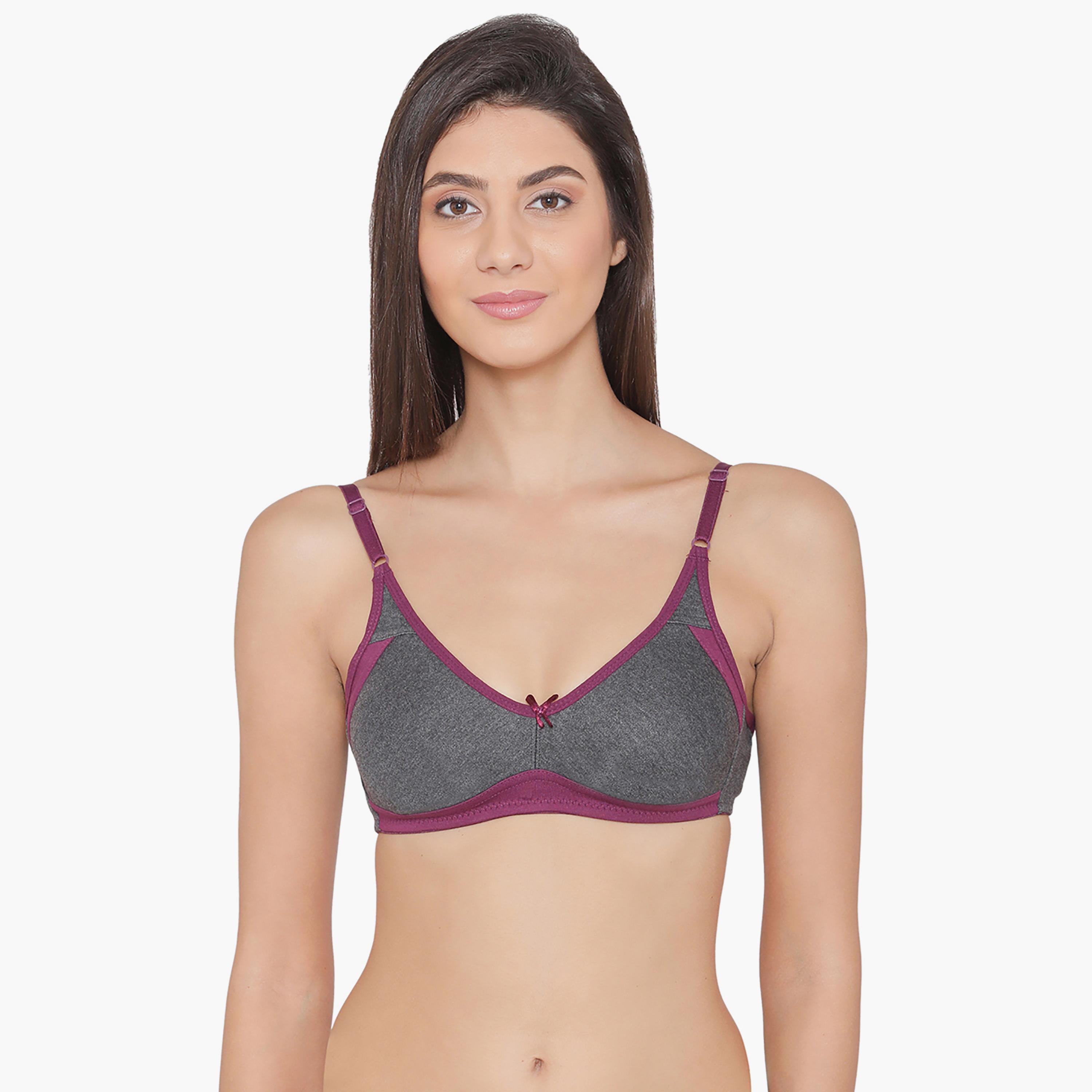 Clovia Non-Padded Non-Wired Full Coverage Women's Bra in Grey - Cotton-women-clothing-lingerie-bras-image-1