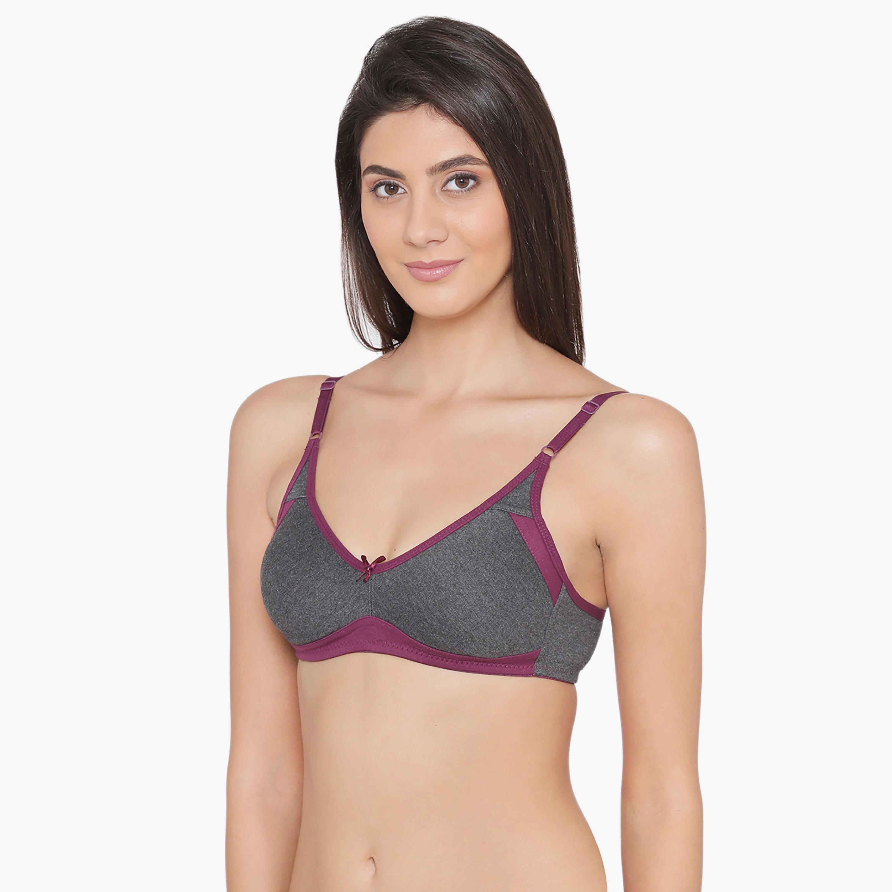 Clovia Non-Padded Non-Wired Full Coverage Women's Bra in Grey - Cotton-women-clothing-lingerie-bras-image-2