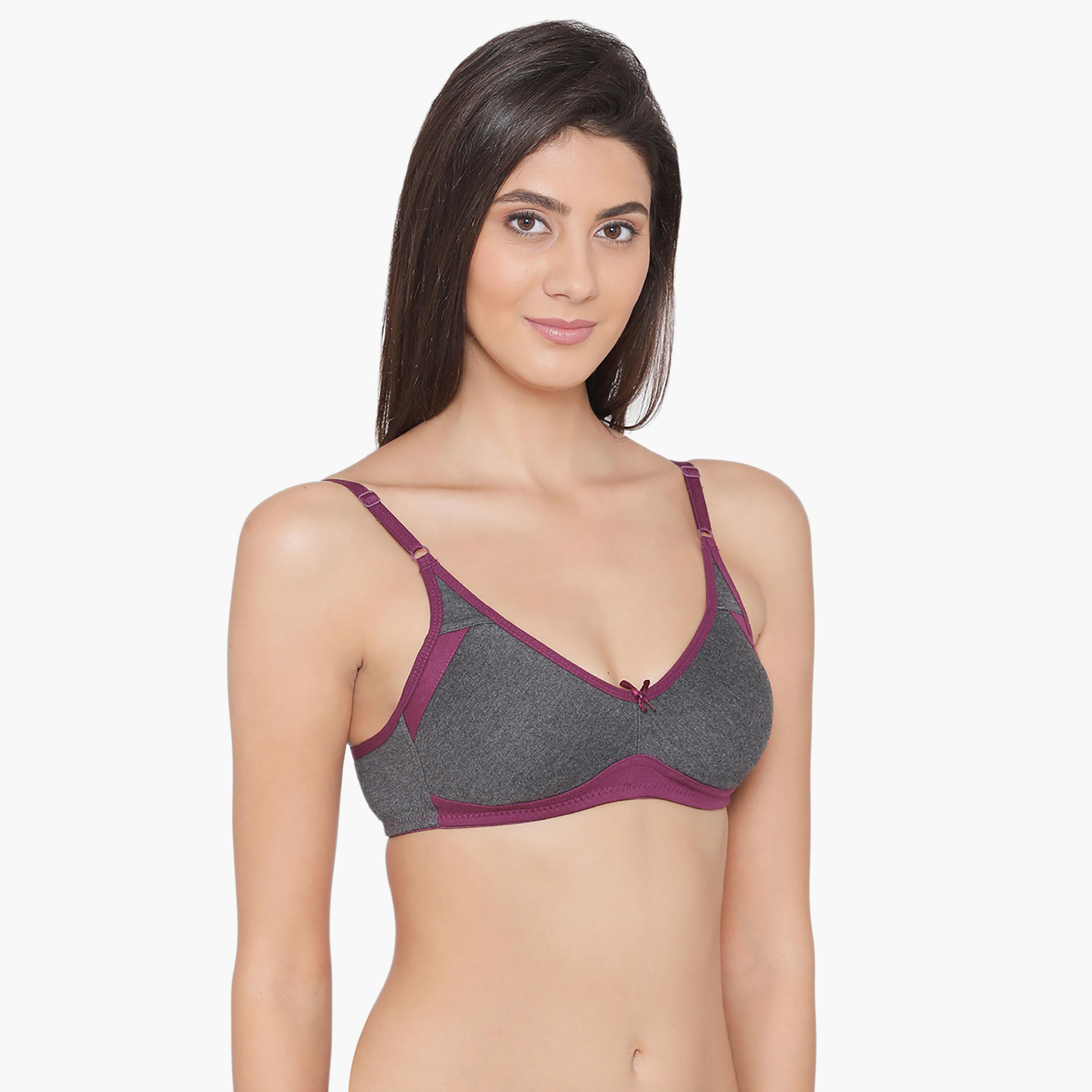 Clovia Non-Padded Non-Wired Full Coverage Women's Bra in Grey - Cotton-women-clothing-lingerie-bras-image-3