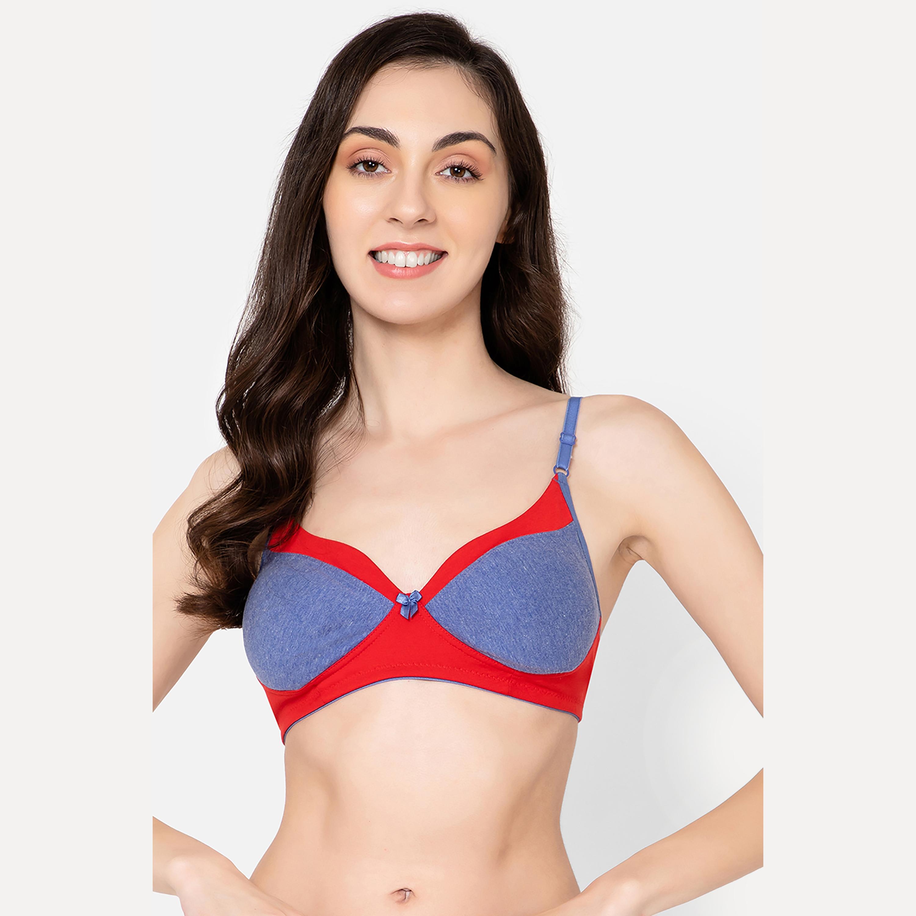 Clovia Full Cup Non-Wired Women's T-Shirt Bra in Blue - Cotton-women-clothing-lingerie-bras-image-1