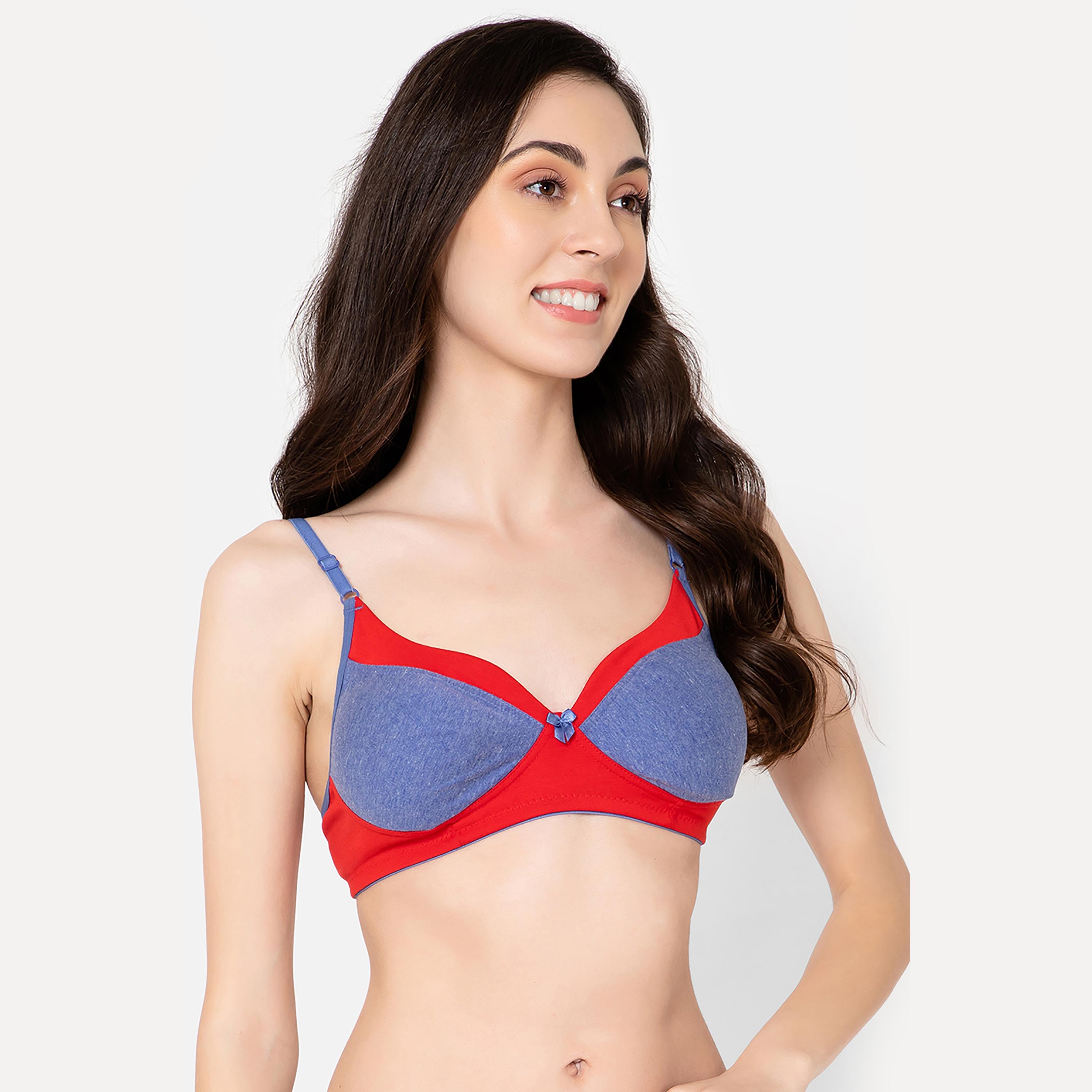 Clovia Full Cup Non-Wired Women's T-Shirt Bra in Blue - Cotton-women-clothing-lingerie-bras-image-3