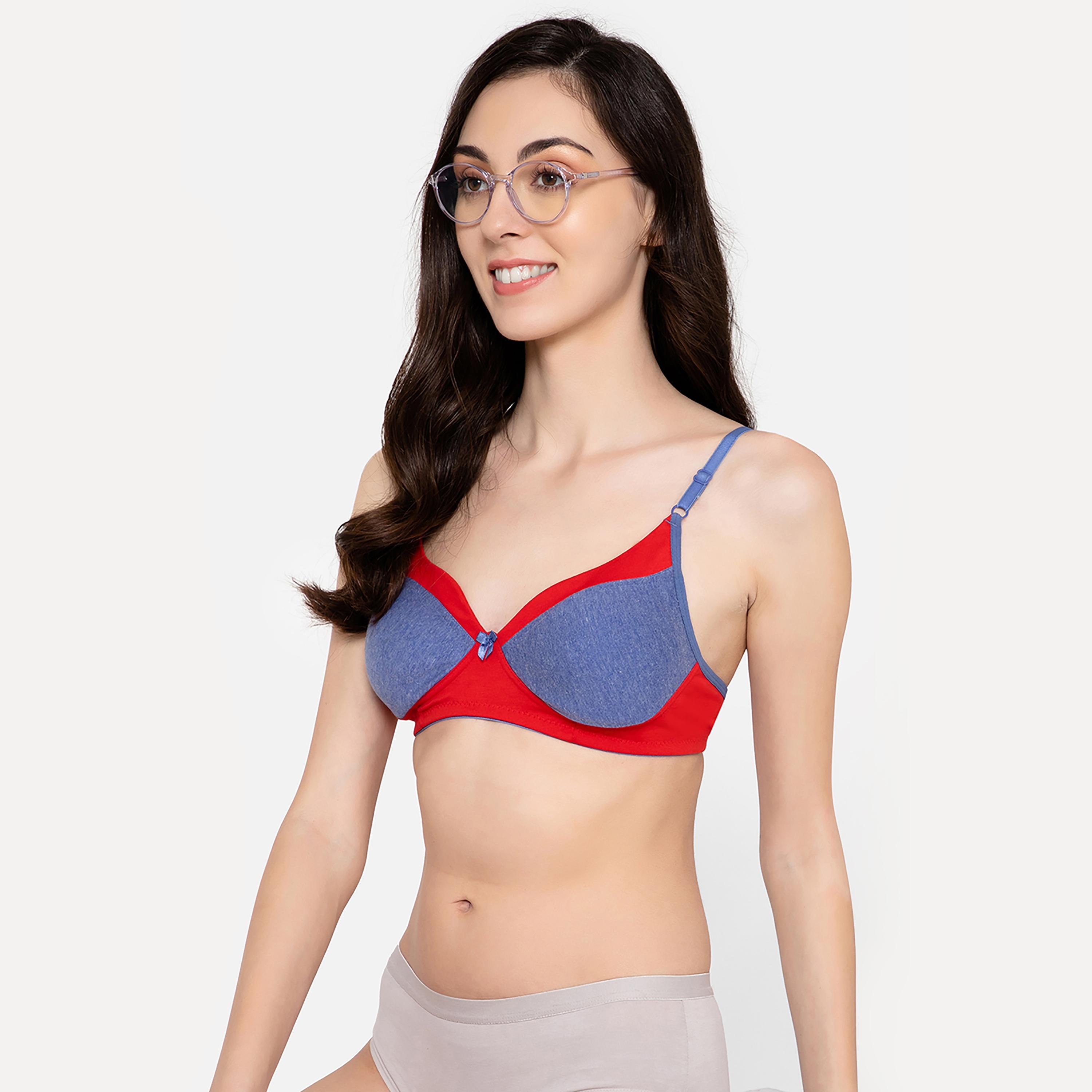 Clovia Full Cup Non-Wired Women's T-Shirt Bra in Blue - Cotton-women-clothing-lingerie-bras-image-4
