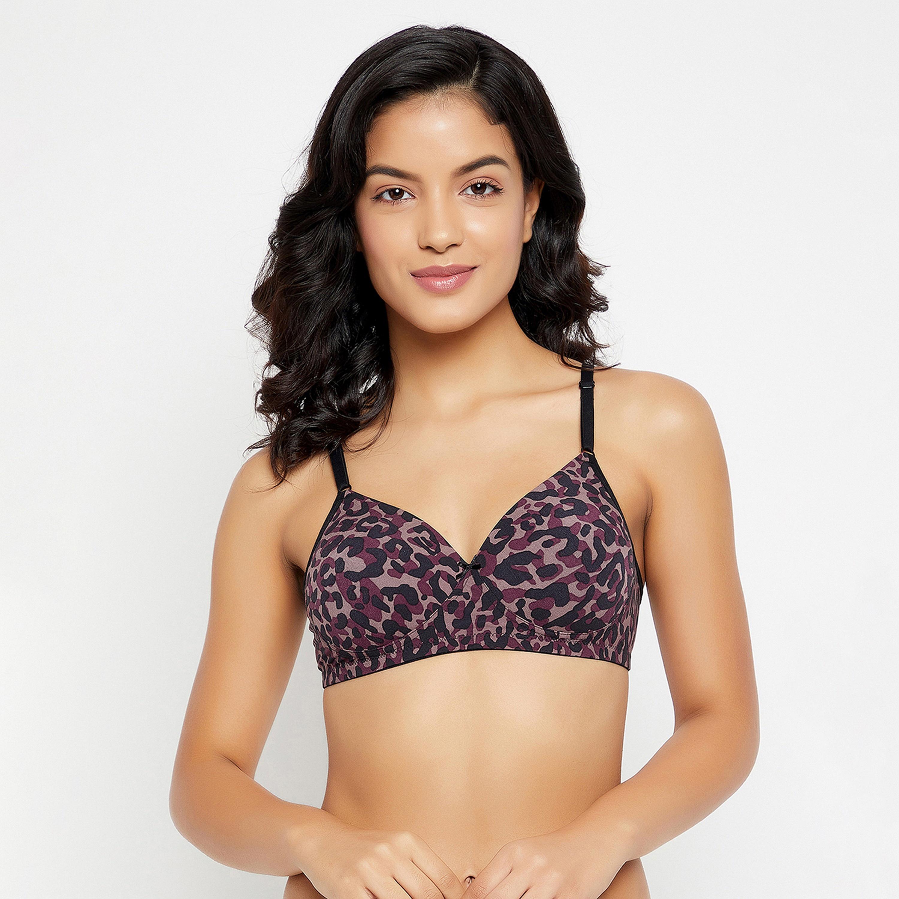 Clovia Padded Non-Wired Full Cup Animal Print Women's Bra in Dark Purple-women-clothing-lingerie-bras-image-1