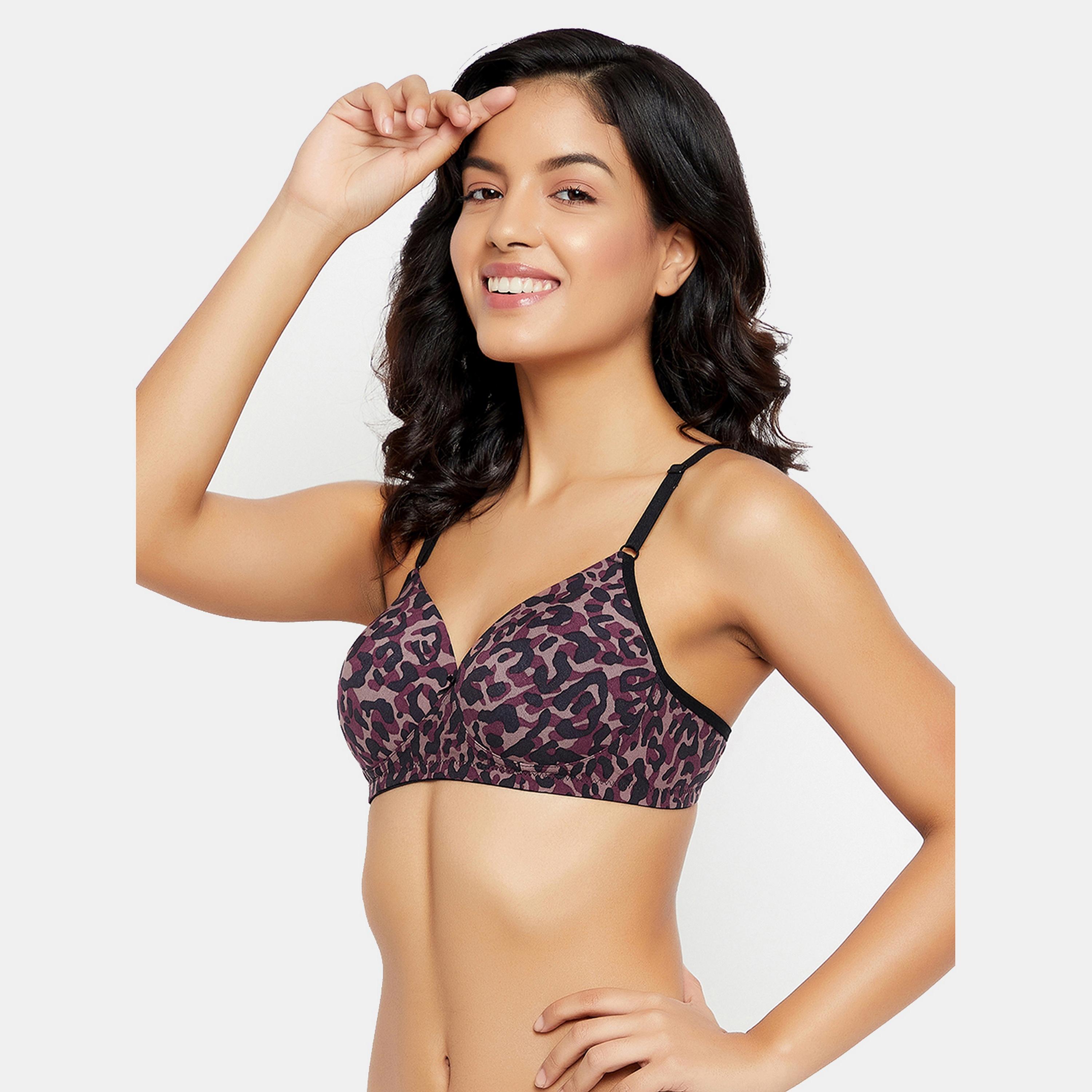 Clovia Padded Non-Wired Full Cup Animal Print Women's Bra in Dark Purple-women-clothing-lingerie-bras-image-2